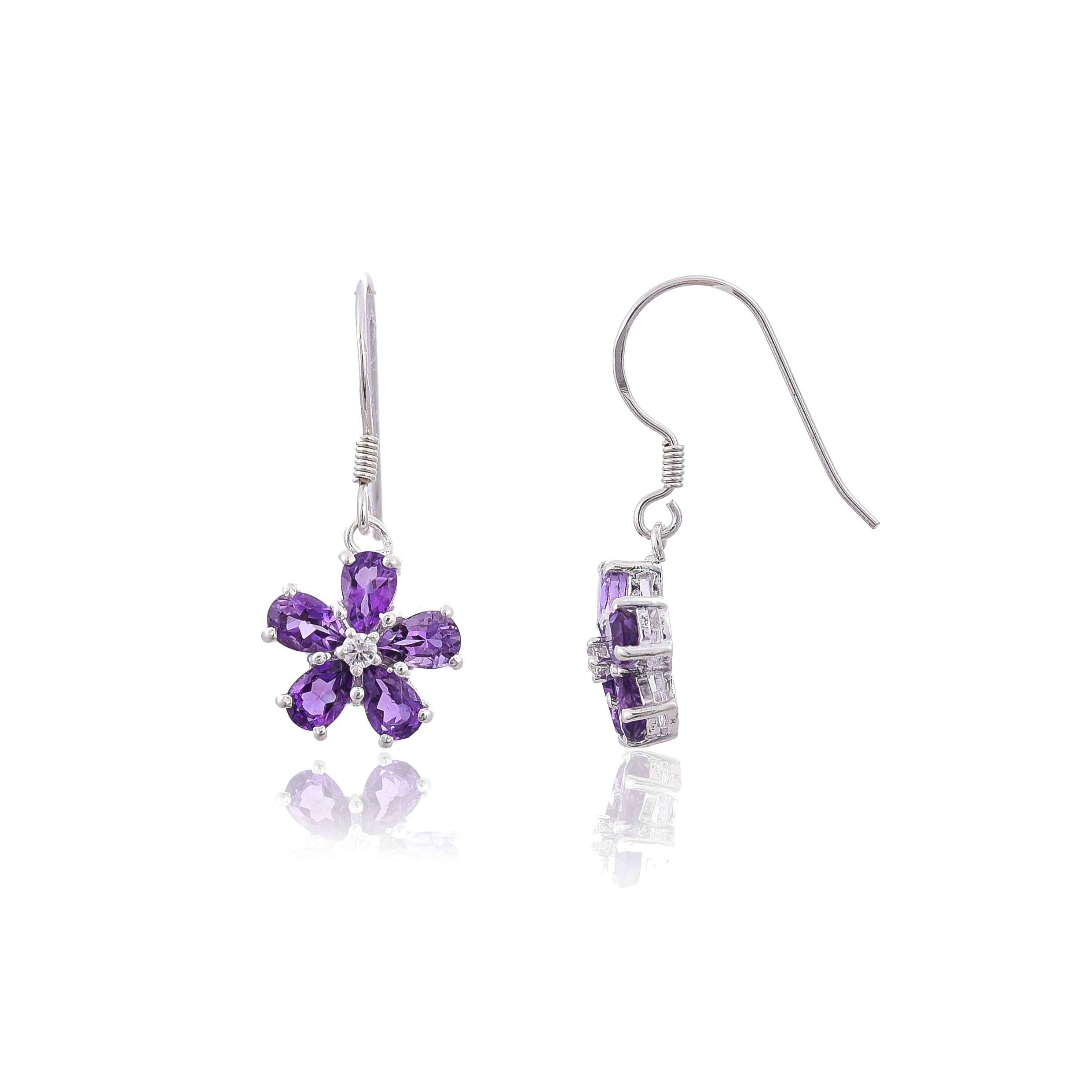 925 Silver Amethyst Earring :SKU4014