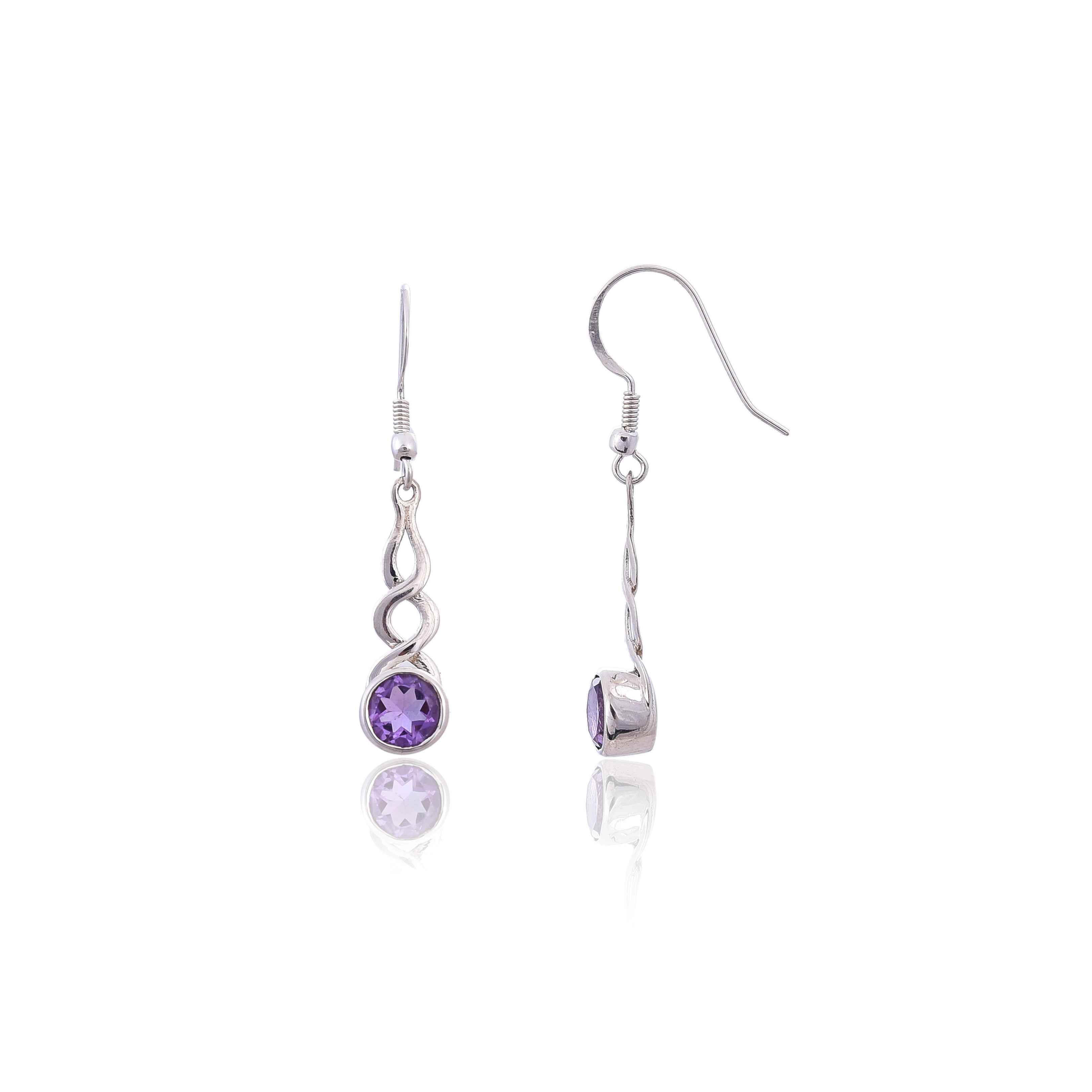 Sterling Silver Amethyst Earring :SKU4105