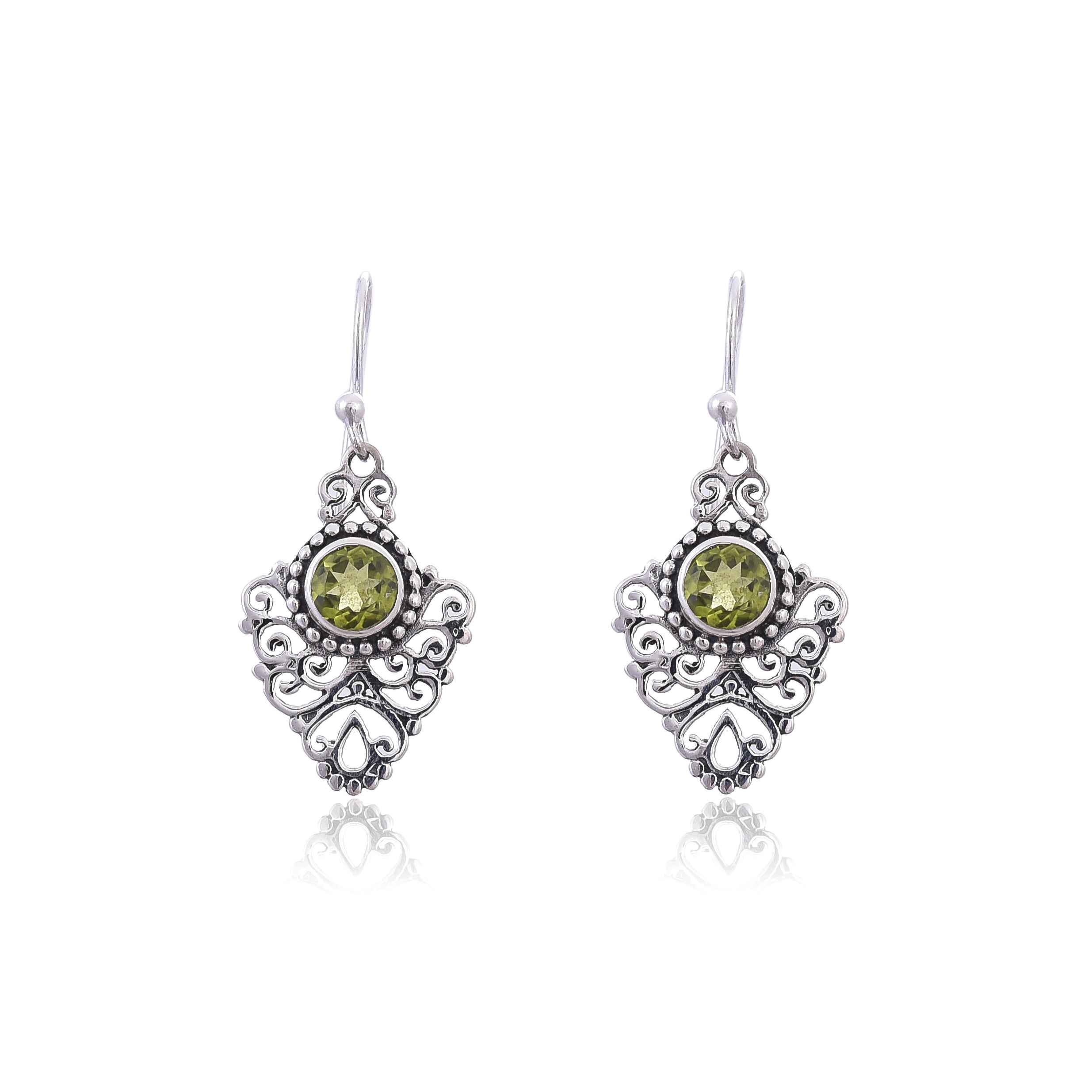 Sterling Silver Peridot Earring :SKU4109