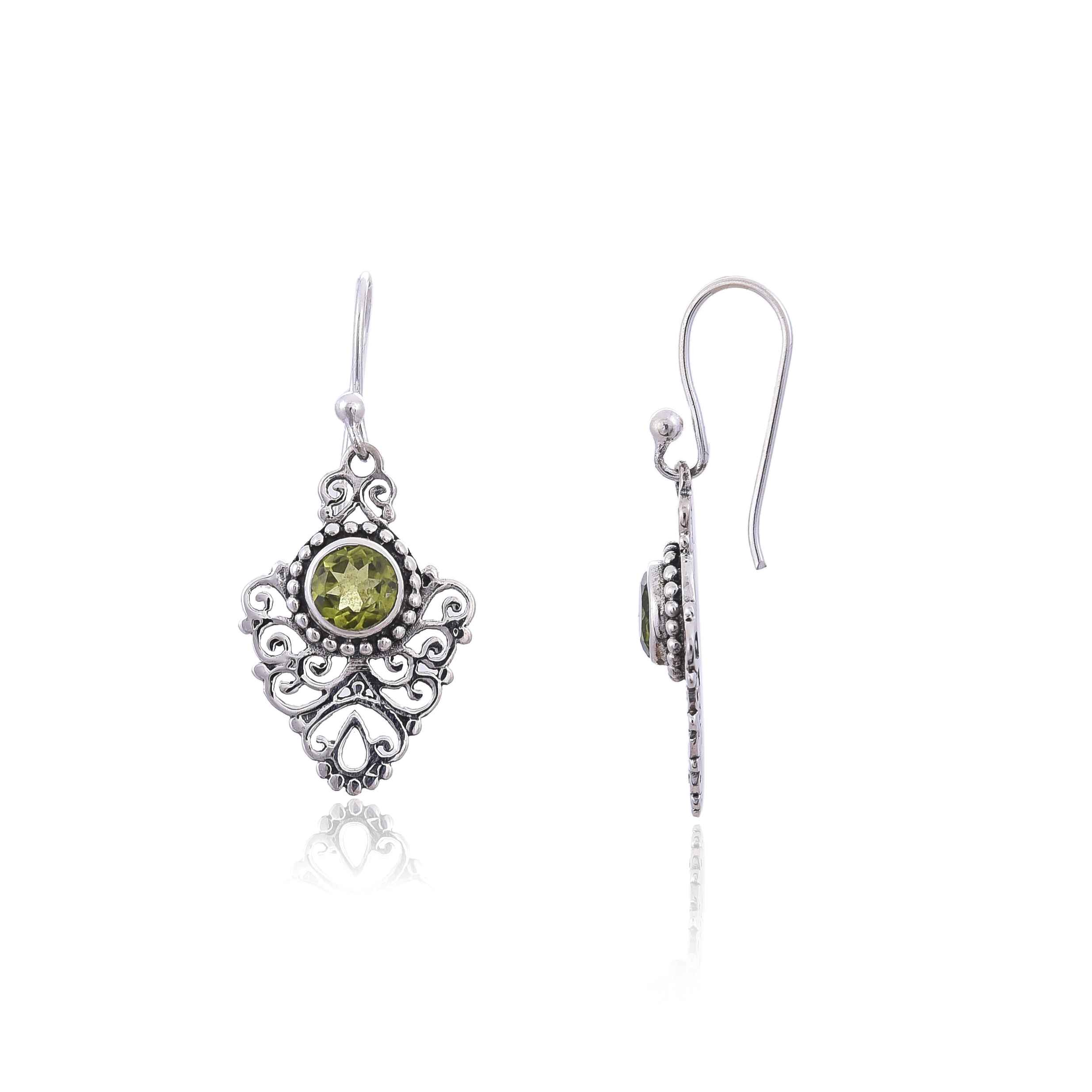 Sterling Silver Peridot Earring :SKU4109