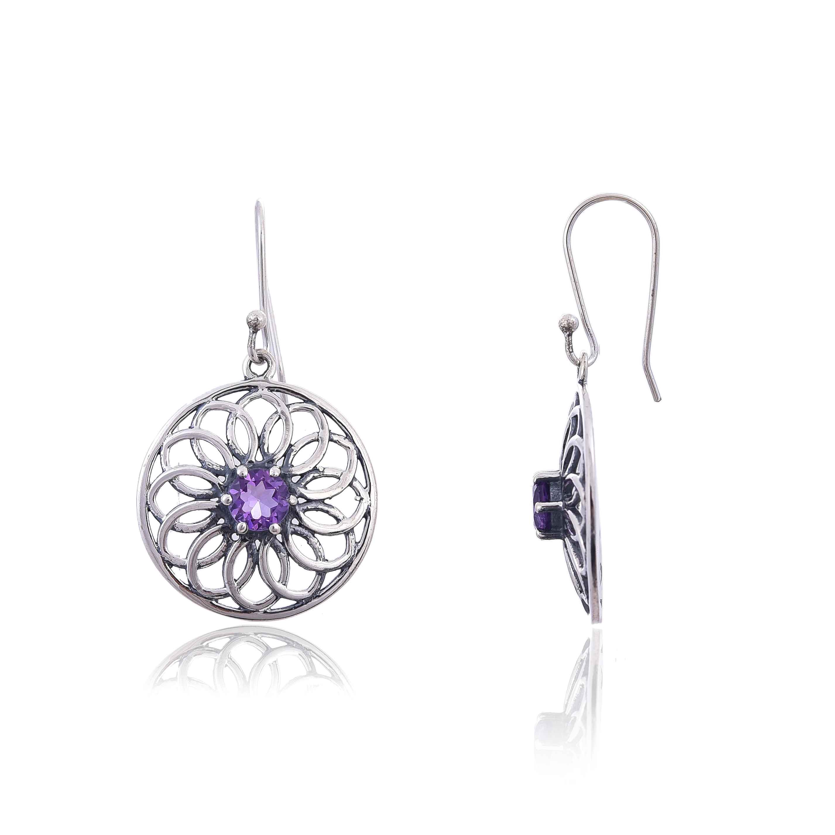 925 Silver Amethyst Earring :SKU4112