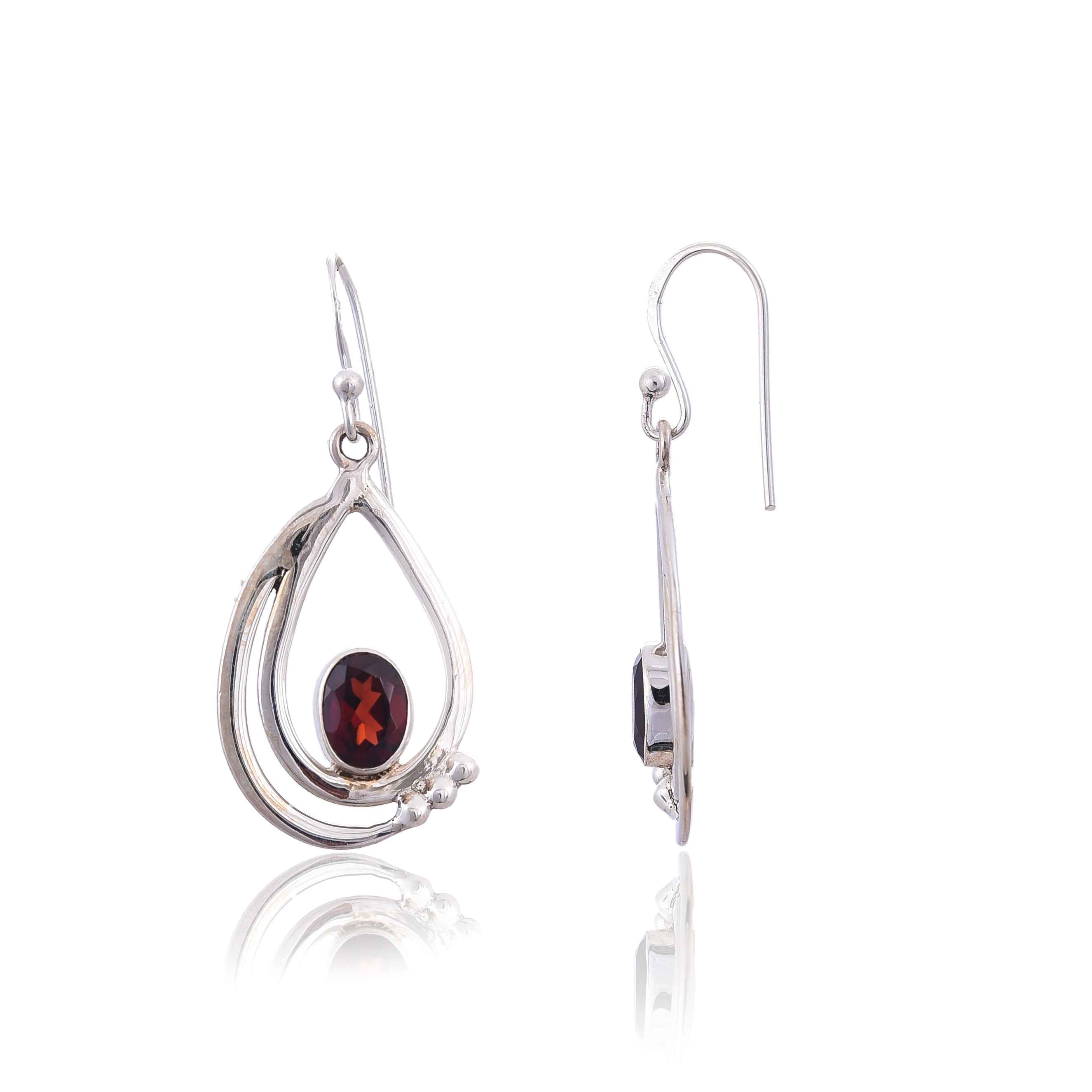 Garnet silver 925 earring :SKU4116