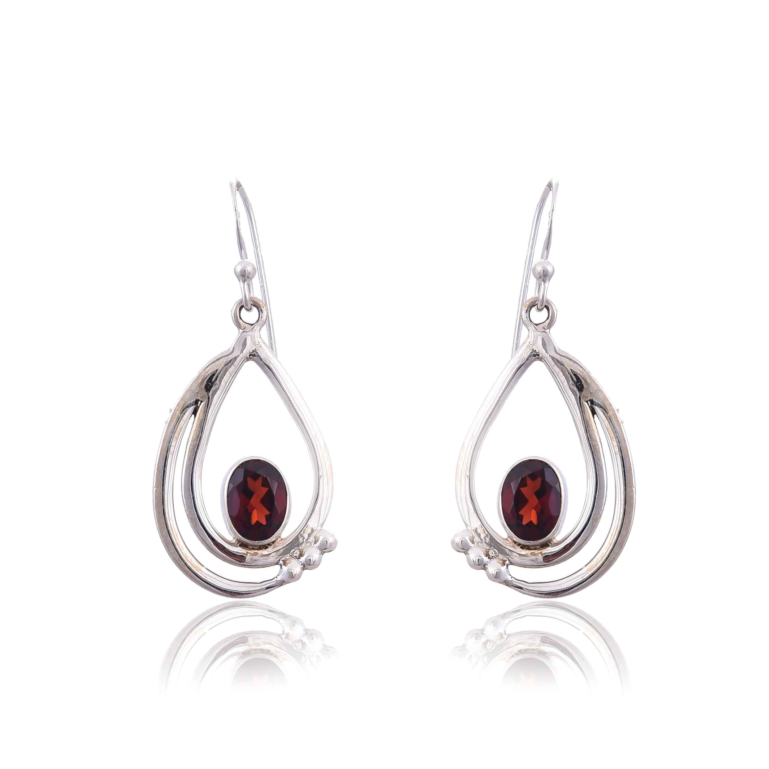 garnet-silver-925-earring-sku-4116