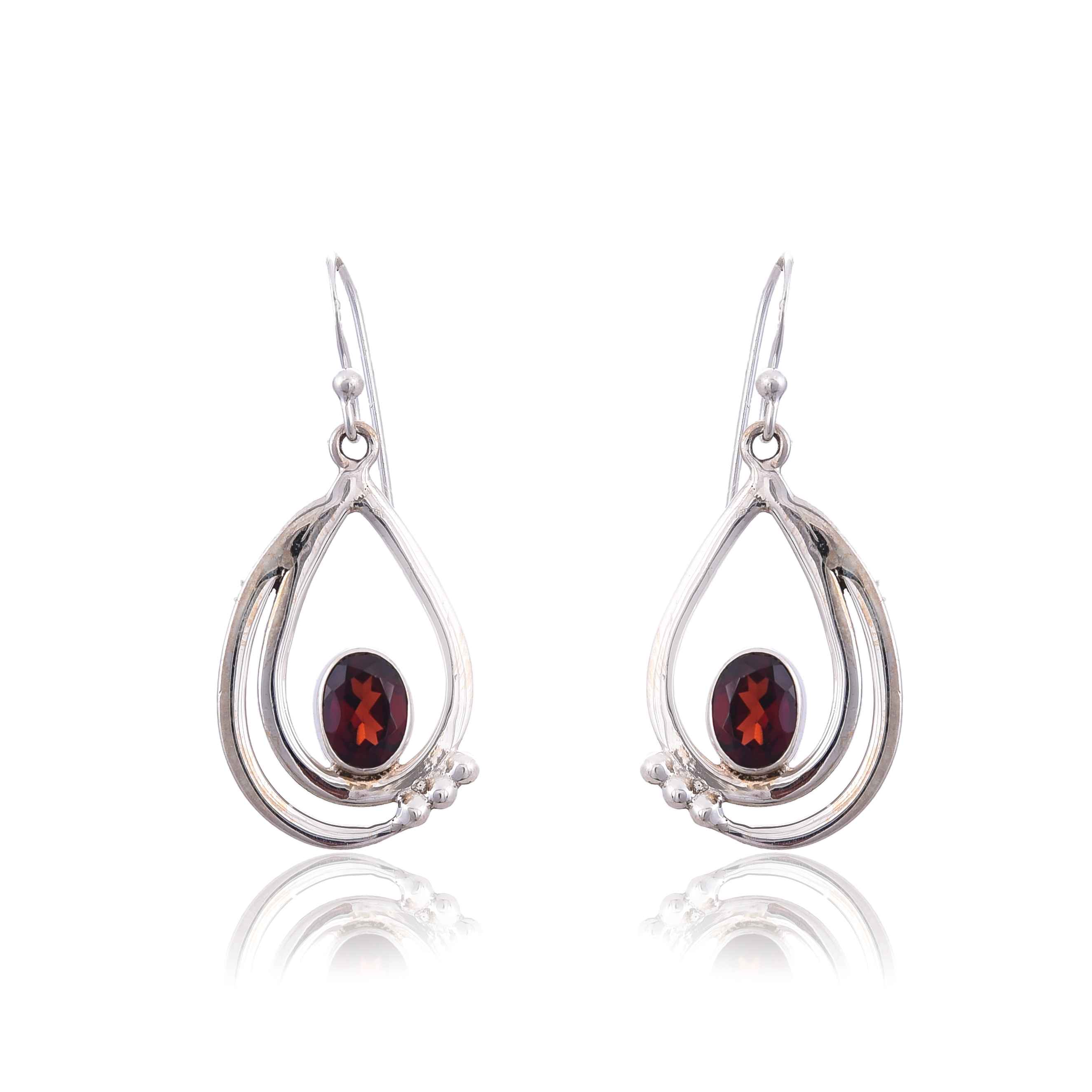 Garnet silver 925 earring :SKU4116