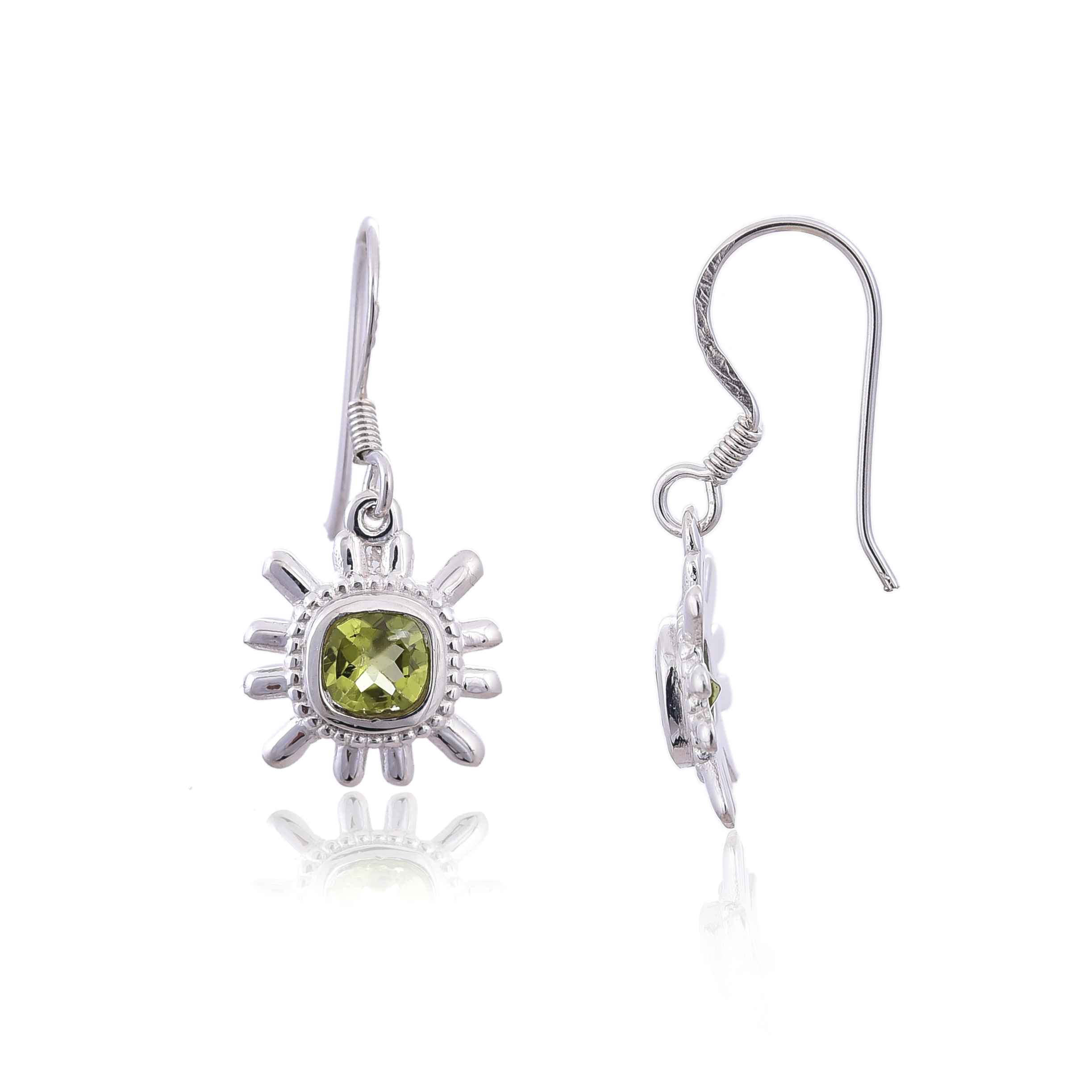 Sterling Silver Peridot Earring :SKU4117