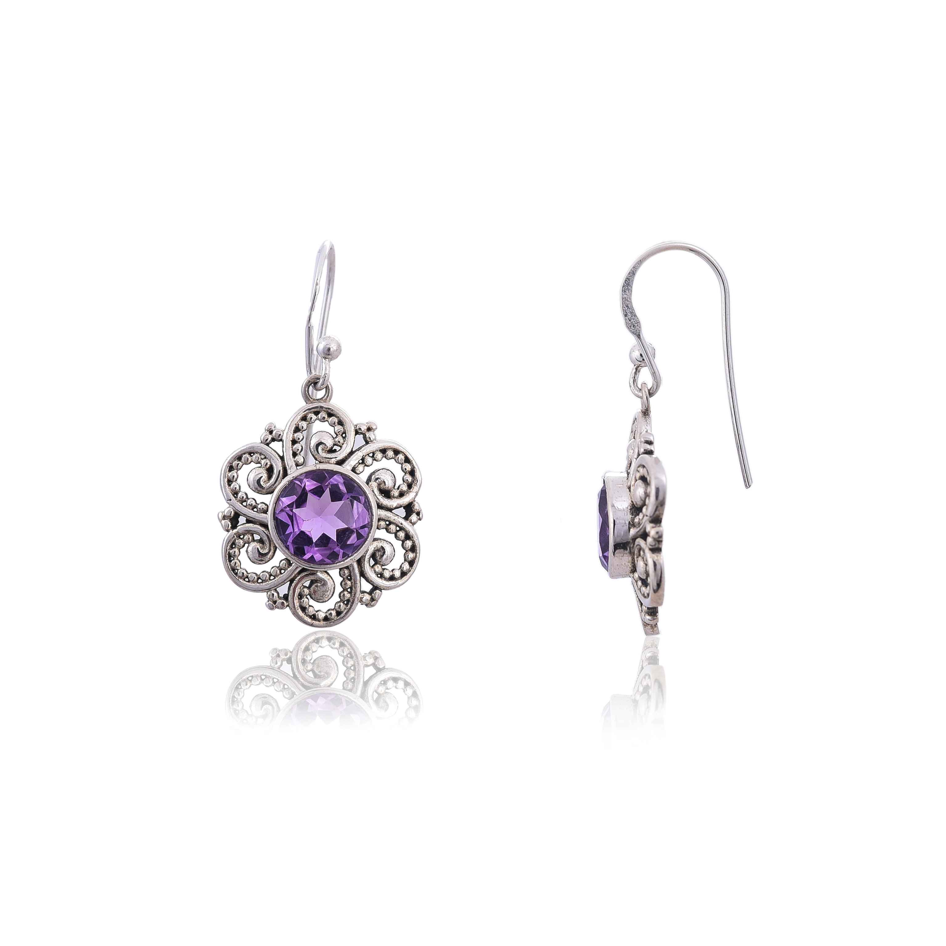 925 Silver Amethyst Earring :SKU4121