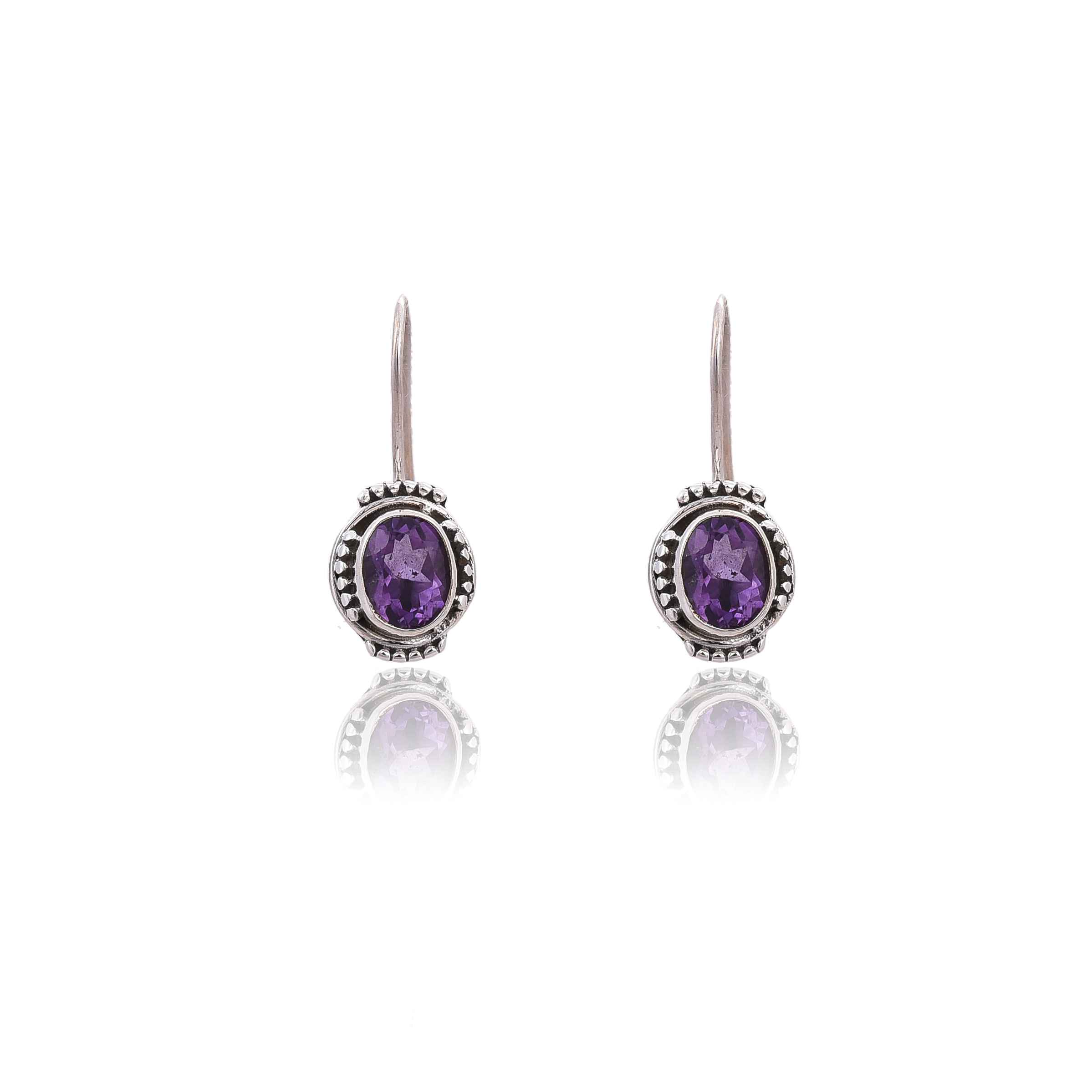 925 Silver Amethyst Earring :SKU4127