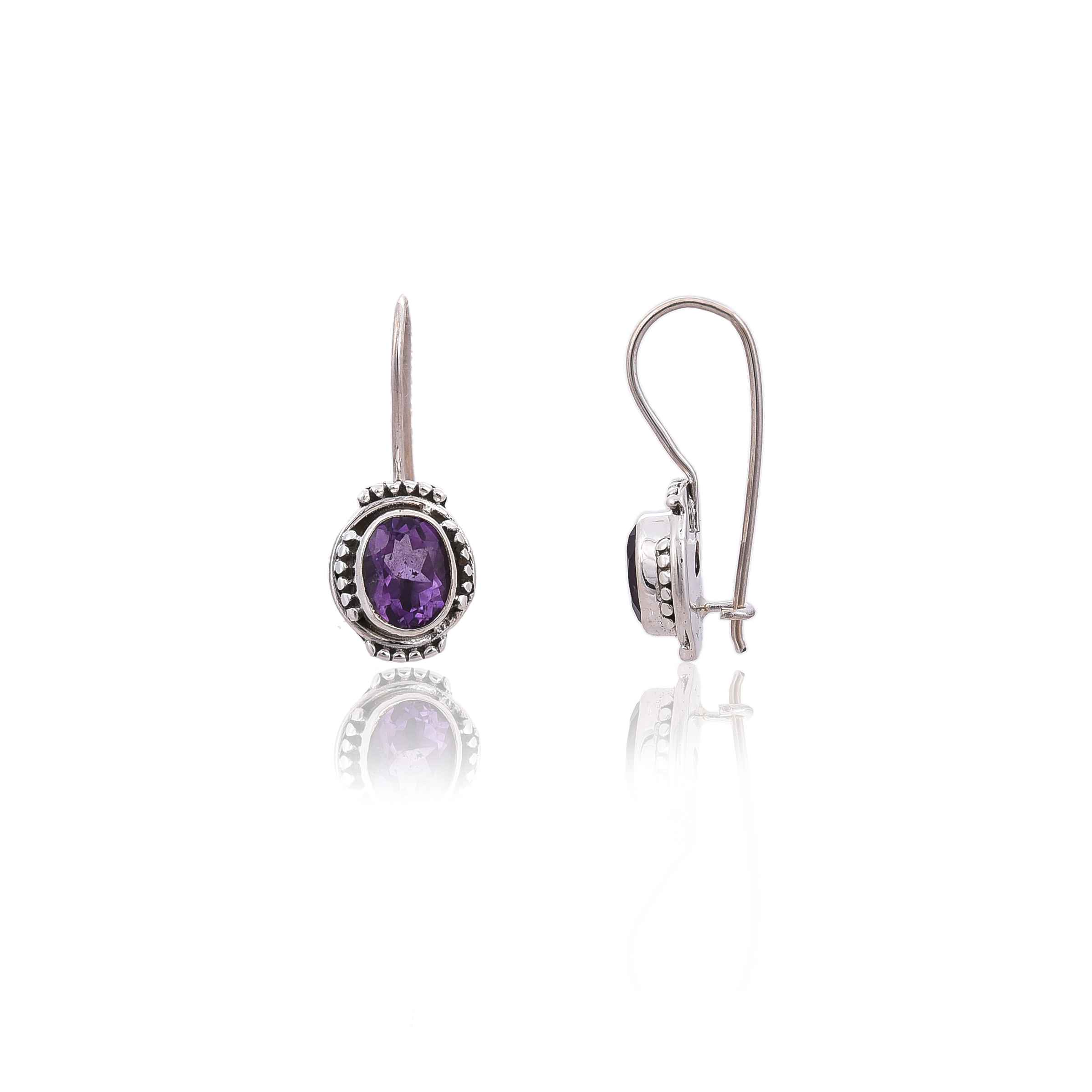 925 Silver Amethyst Earring :SKU4127