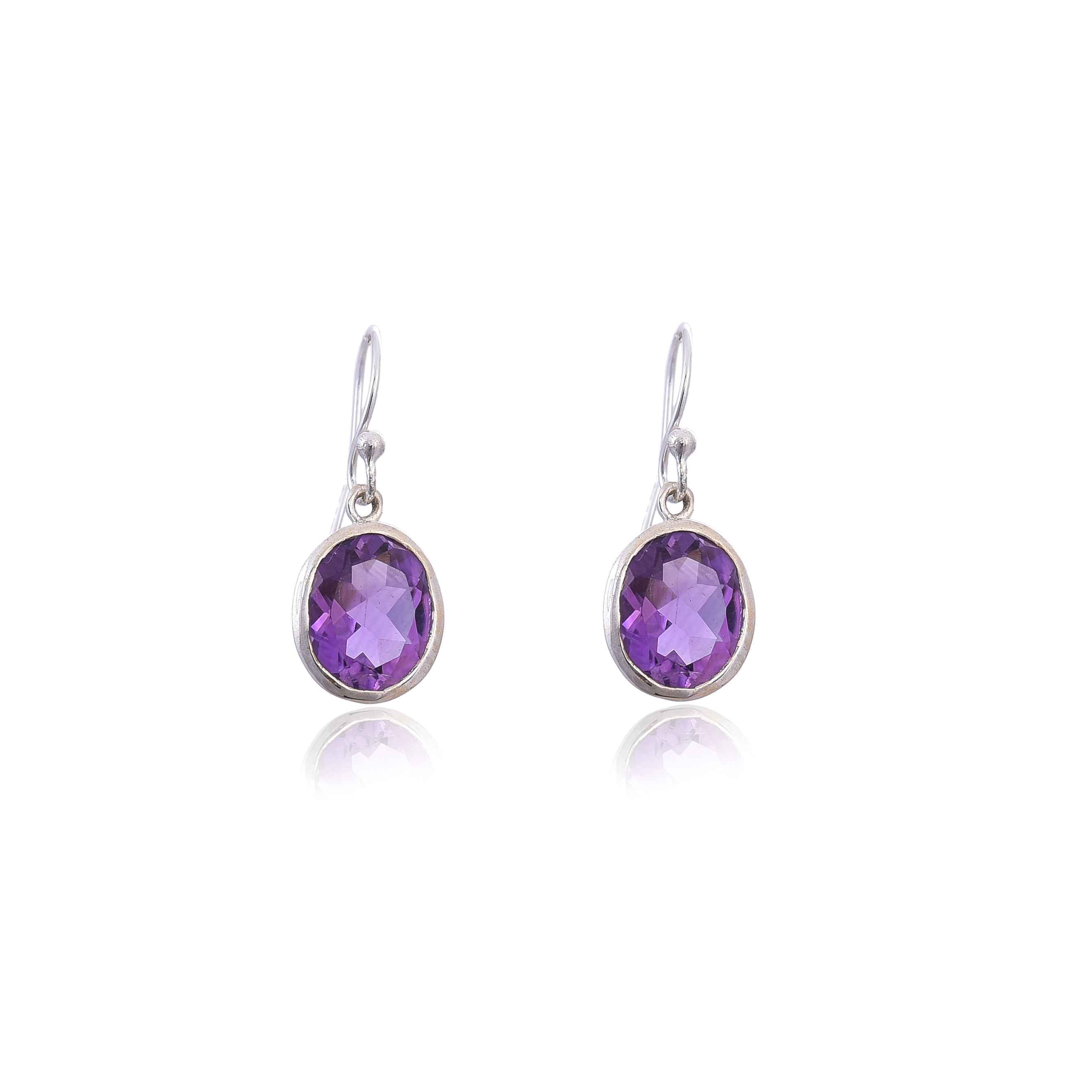 925 Silver Amethyst Earring :SKU4132