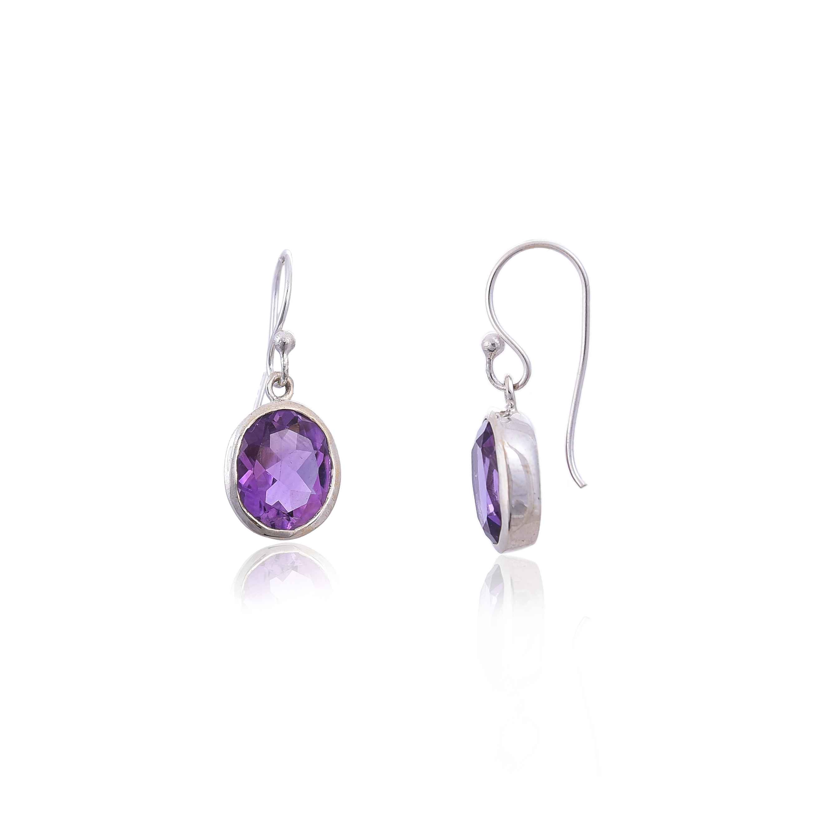 925 Silver Amethyst Earring :SKU4132