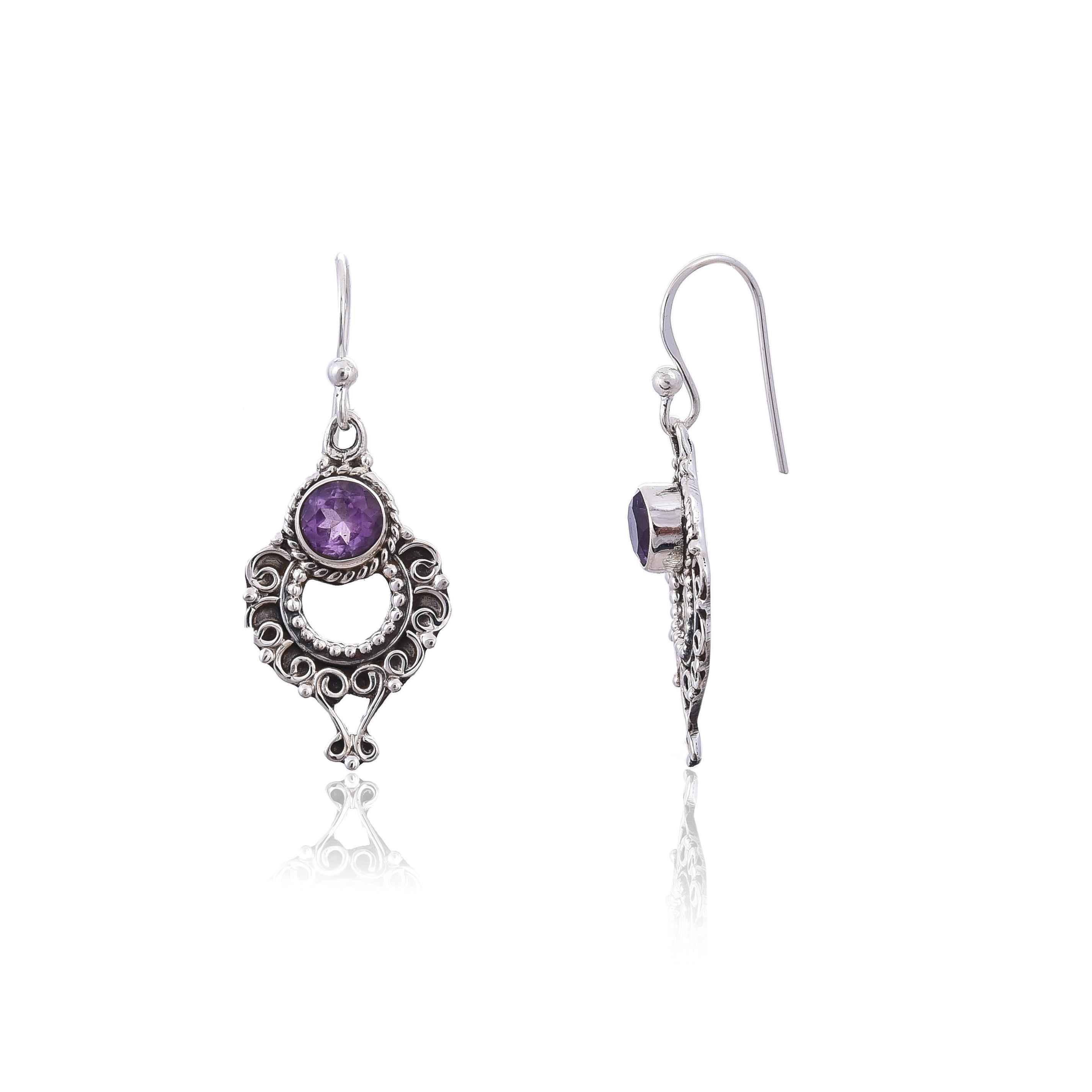 925 Silver Amethyst Earring :SKU4140