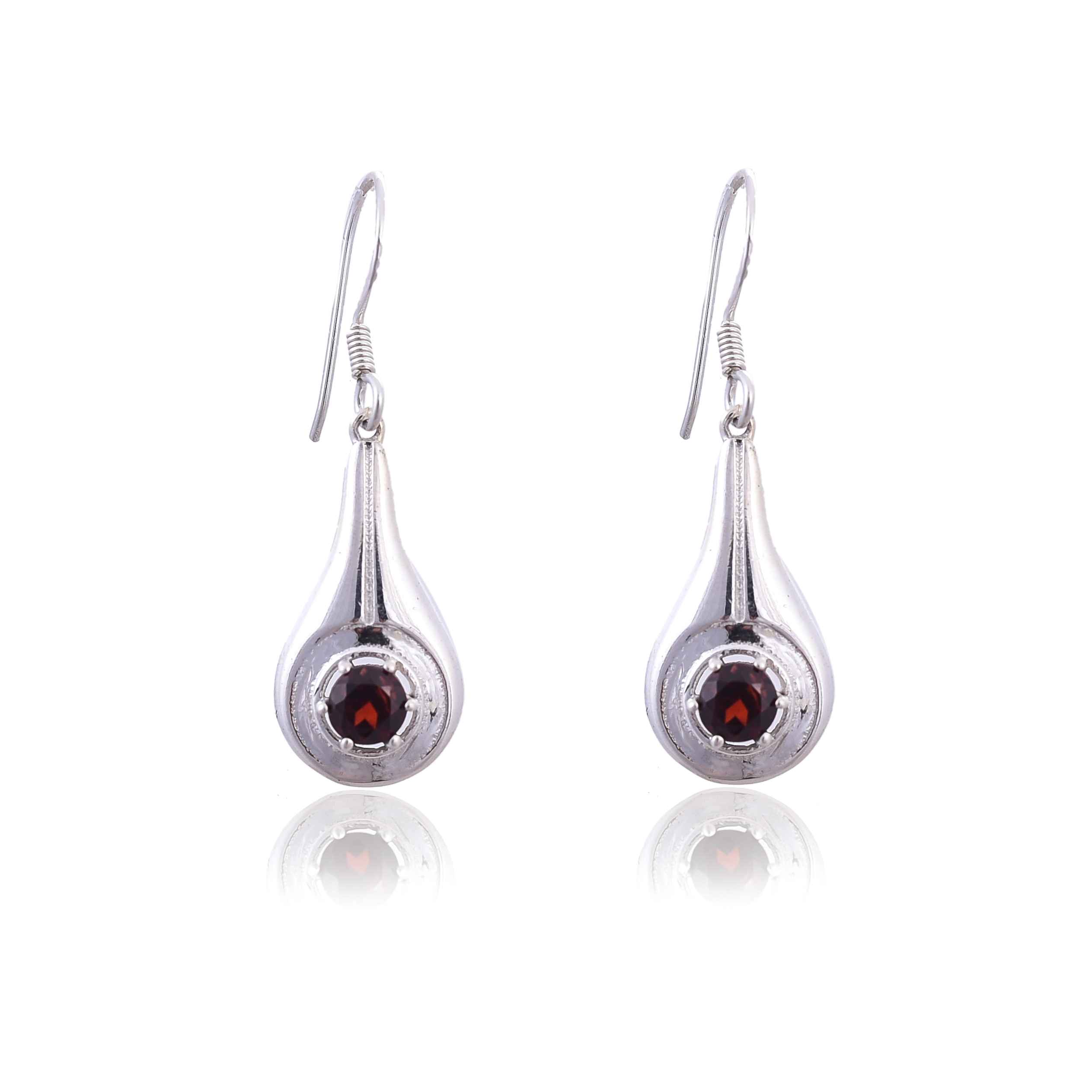 925 Silver Garnet Earring :SKU4141