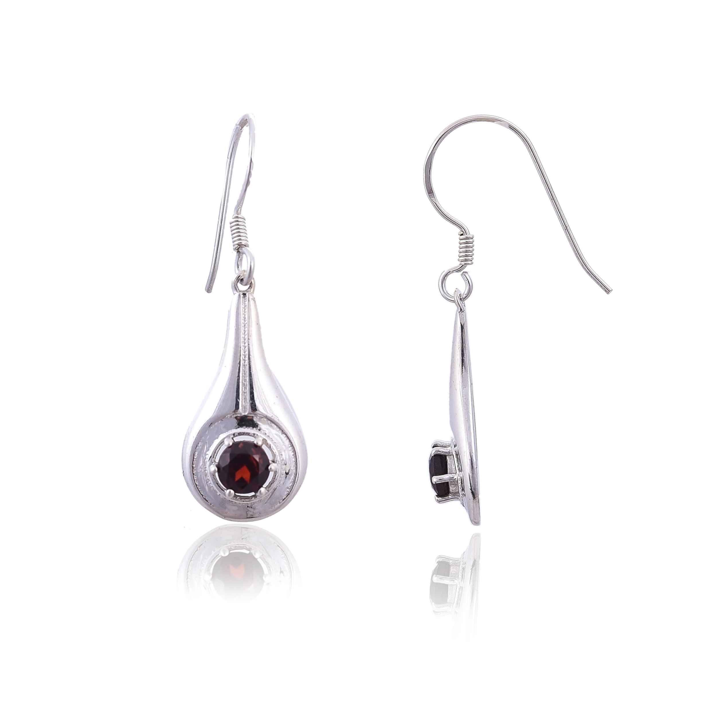 925 Silver Garnet Earring :SKU4141