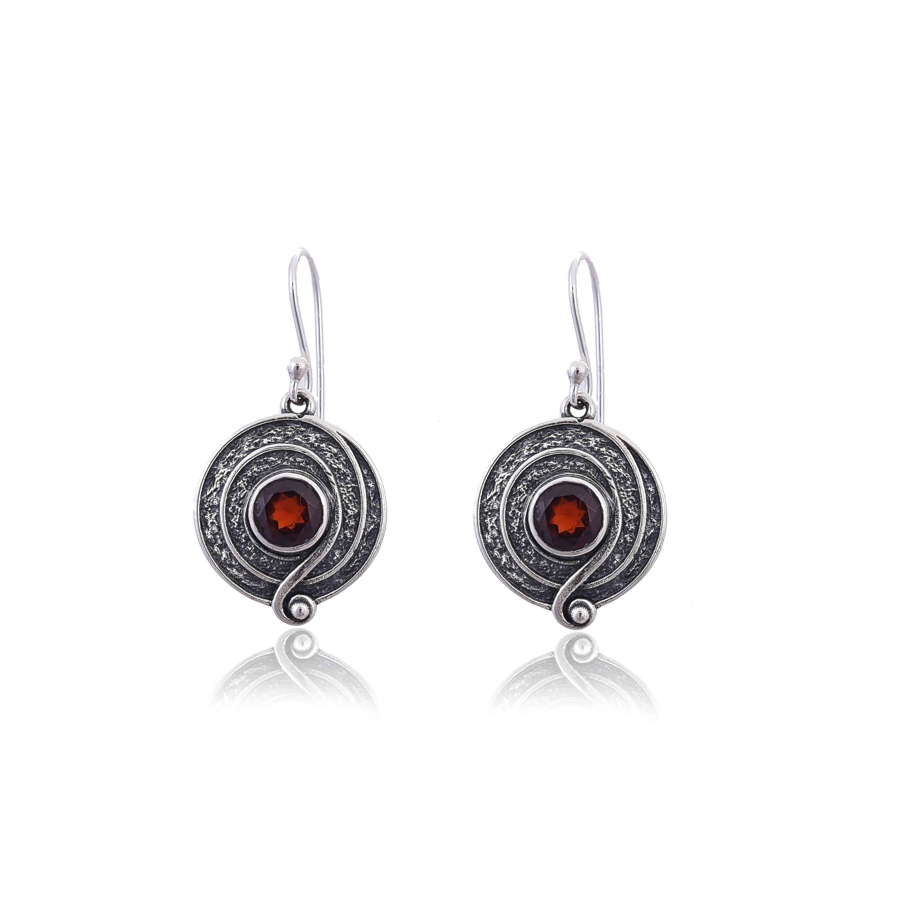 925 Silver Garnet Earring :SKU4145