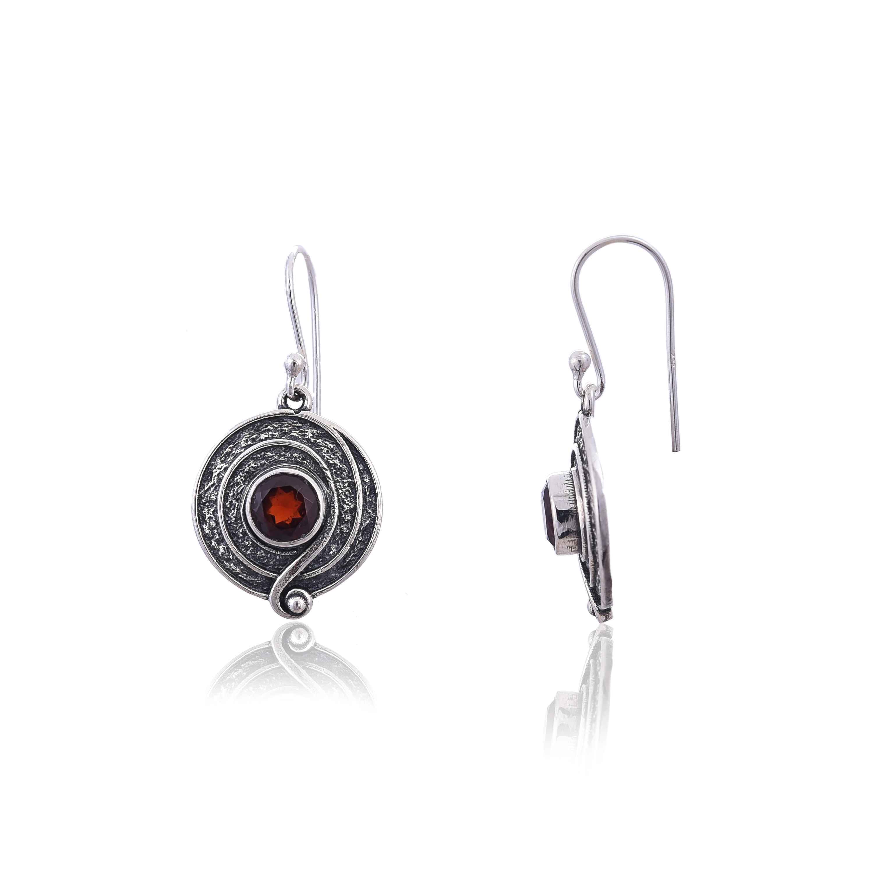 925 Silver Garnet Earring :SKU4145