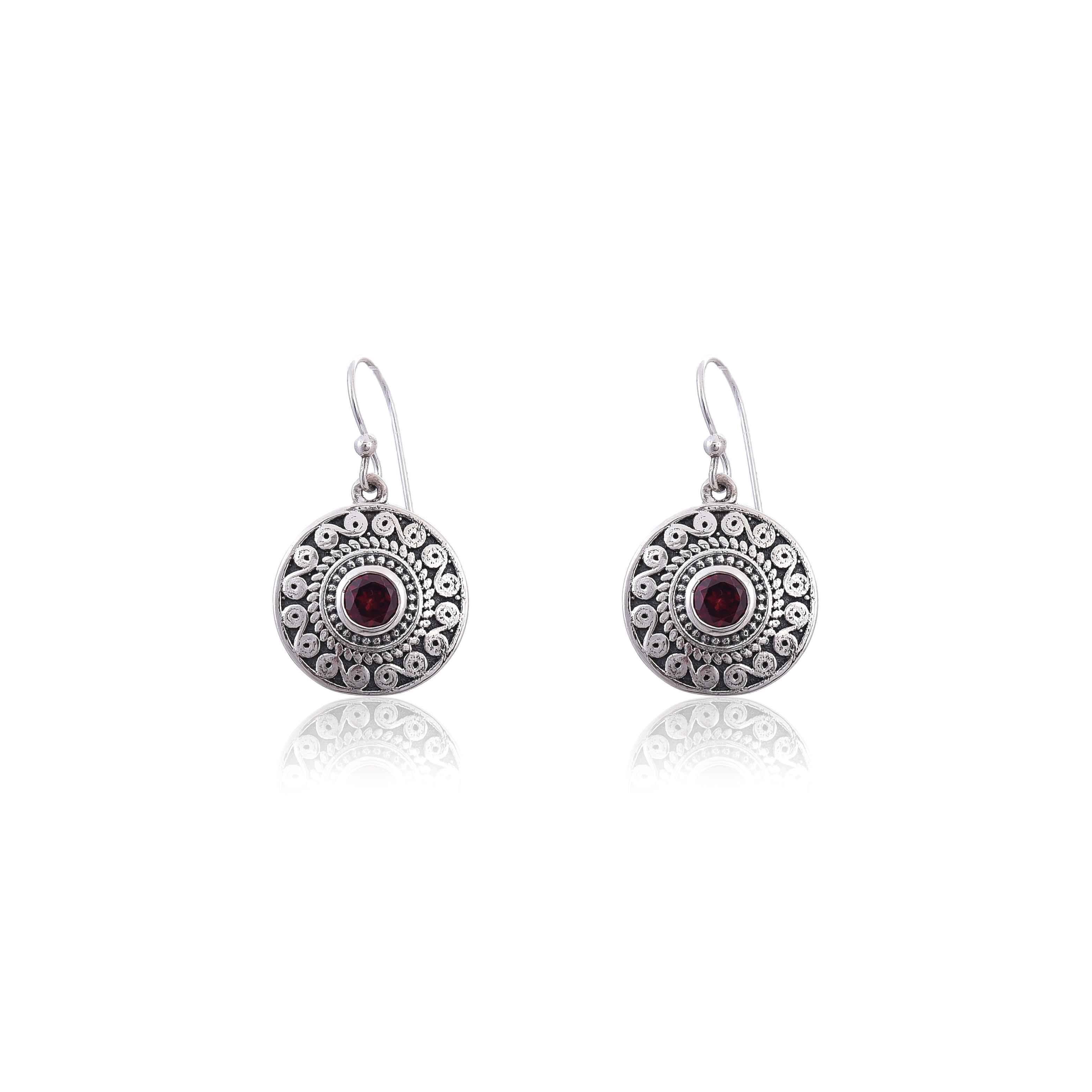 925 Silver Garnet Earring :SKU4167