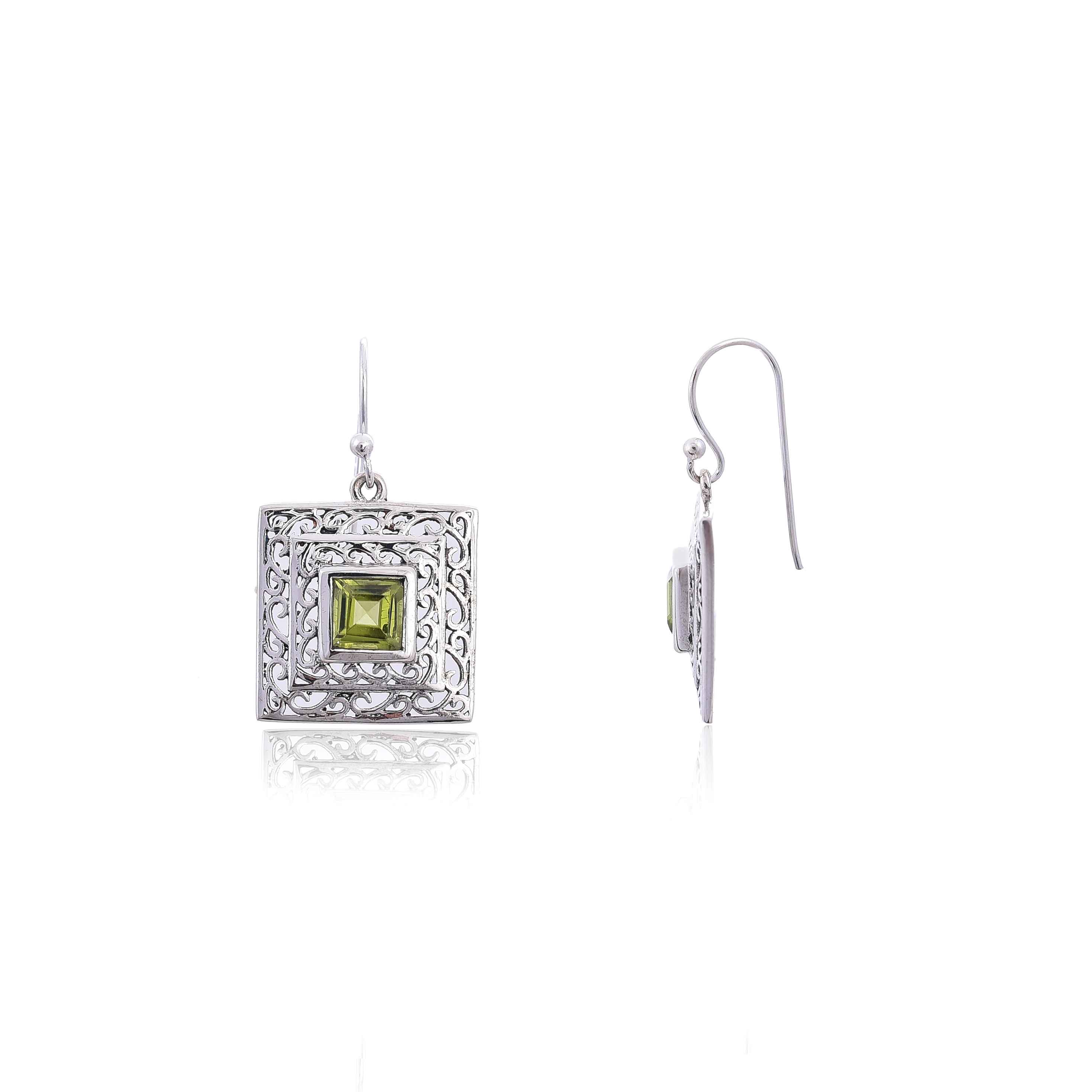 925 Sterling Silver Peridot Earring :SKU4177