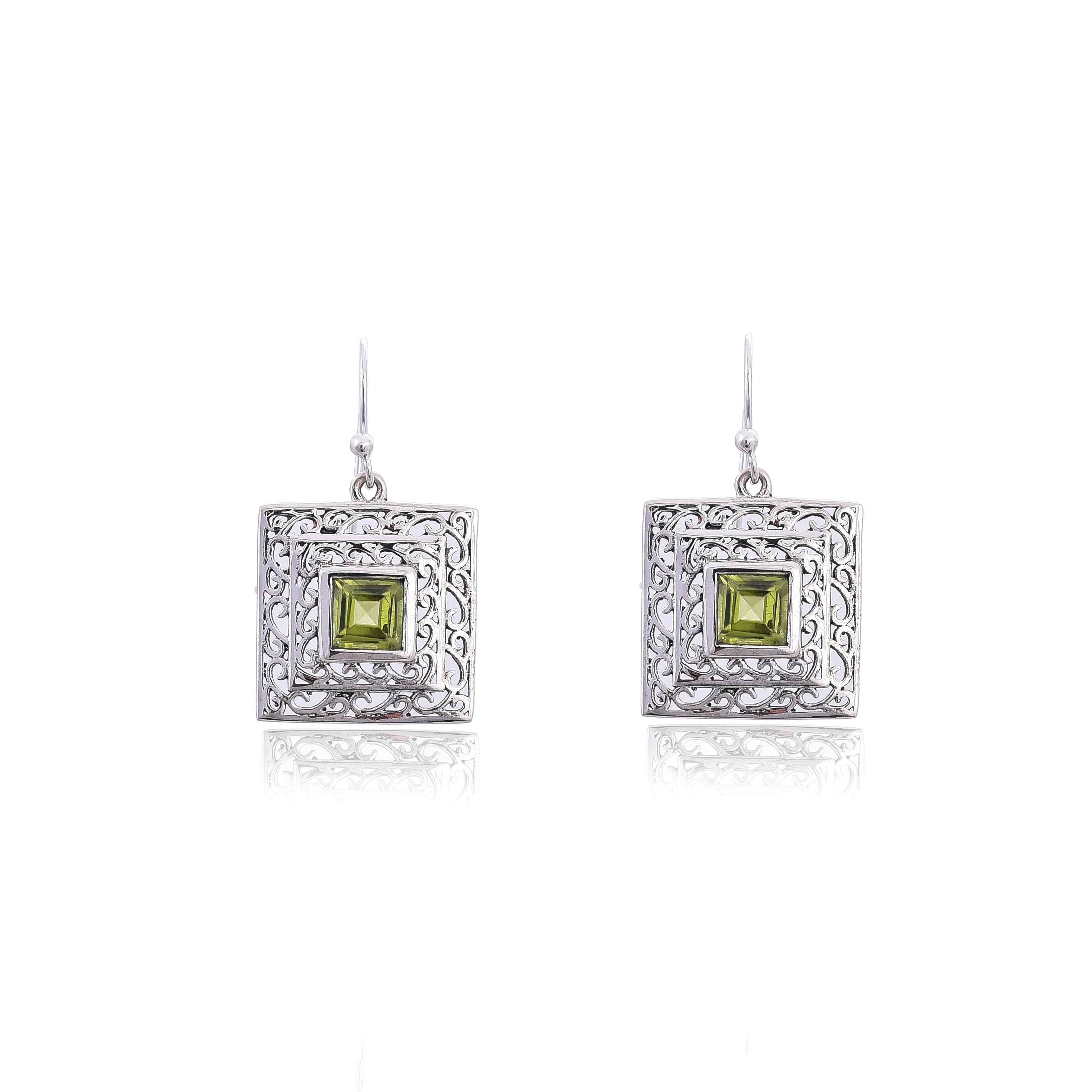 925 Sterling Silver Peridot Earring :SKU4177