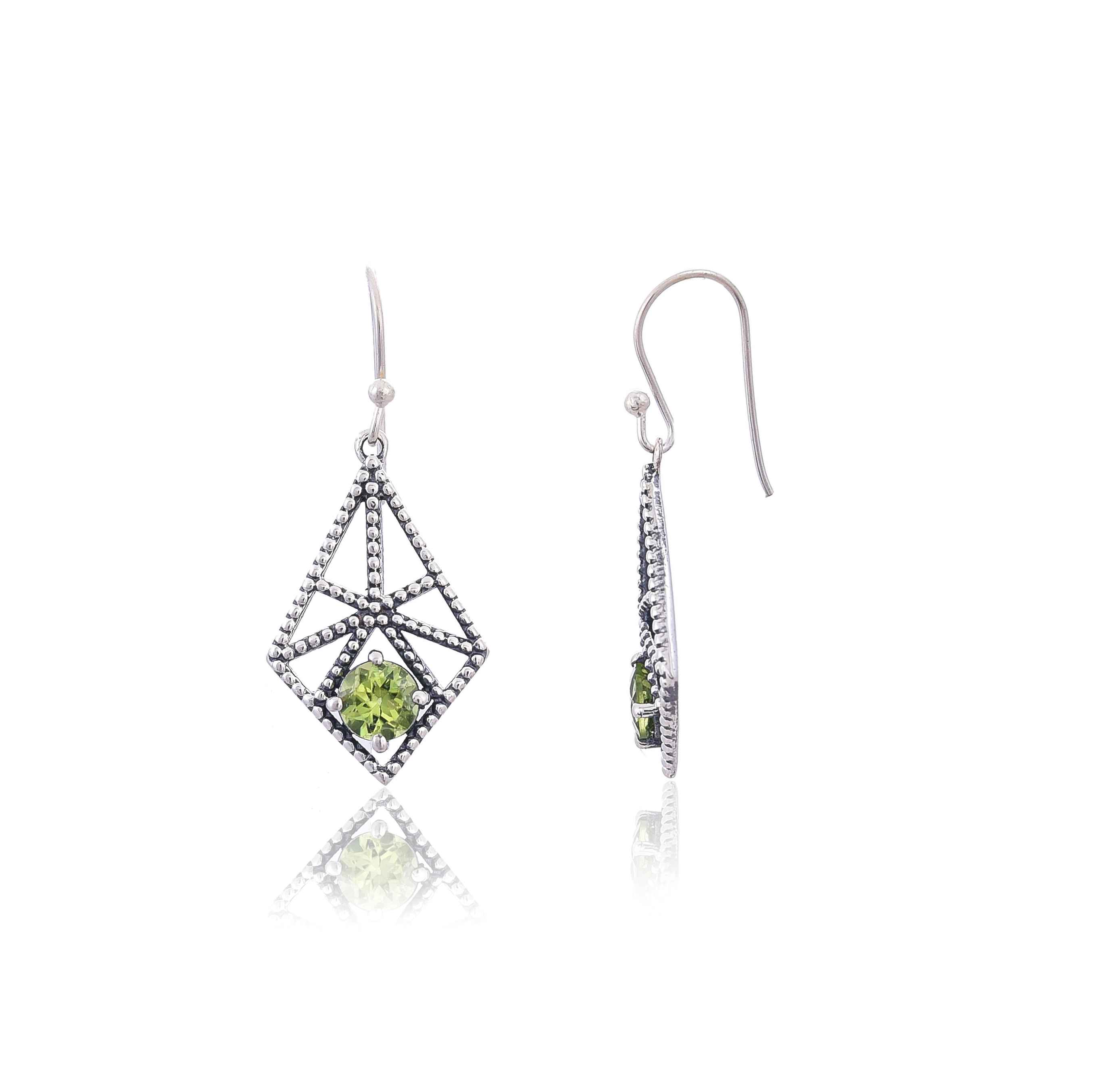 925 Sterling Silver Peridot Earring :SKU4181