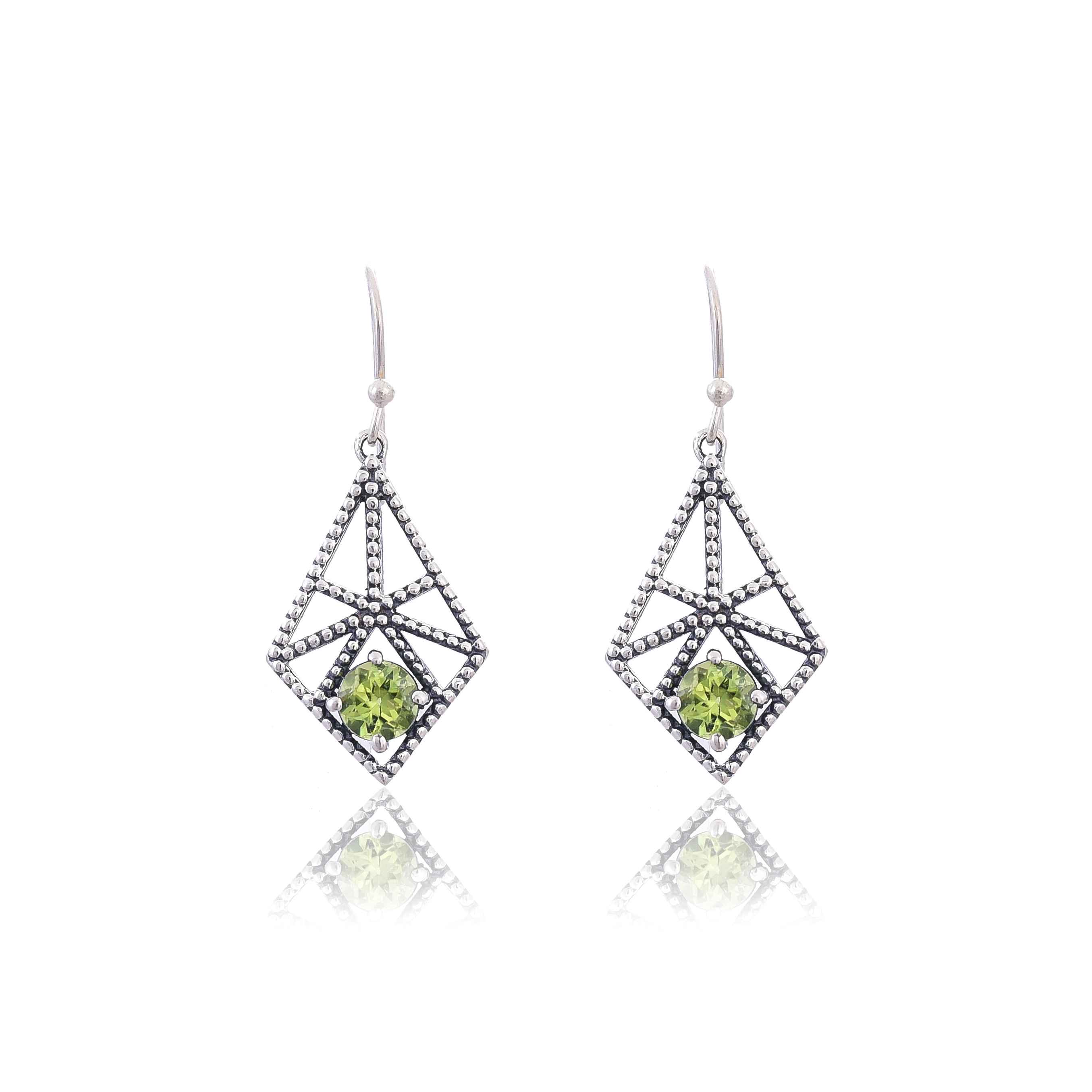 925 Sterling Silver Peridot Earring :SKU4181