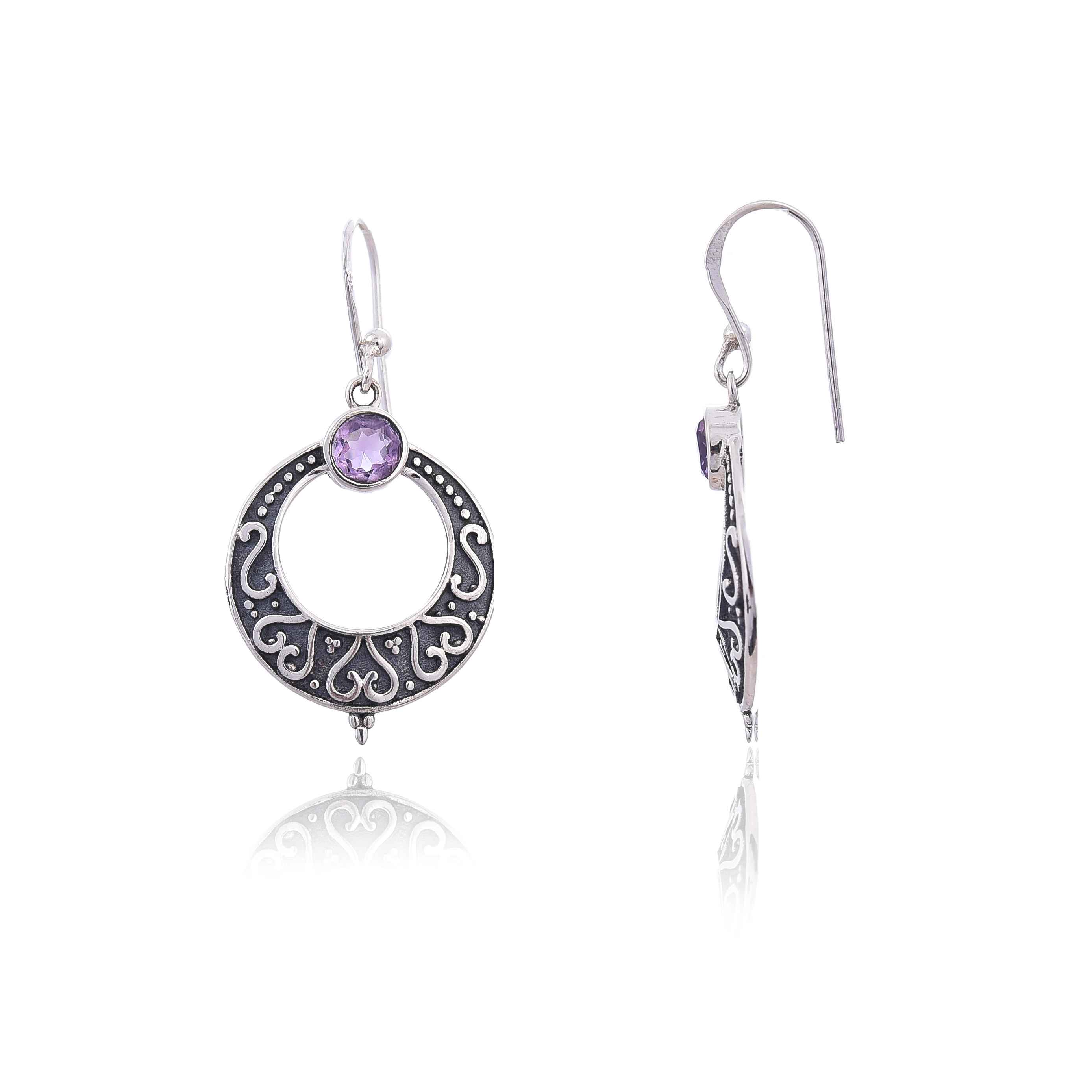 925 Silver Amethyst Earring :SKU4196