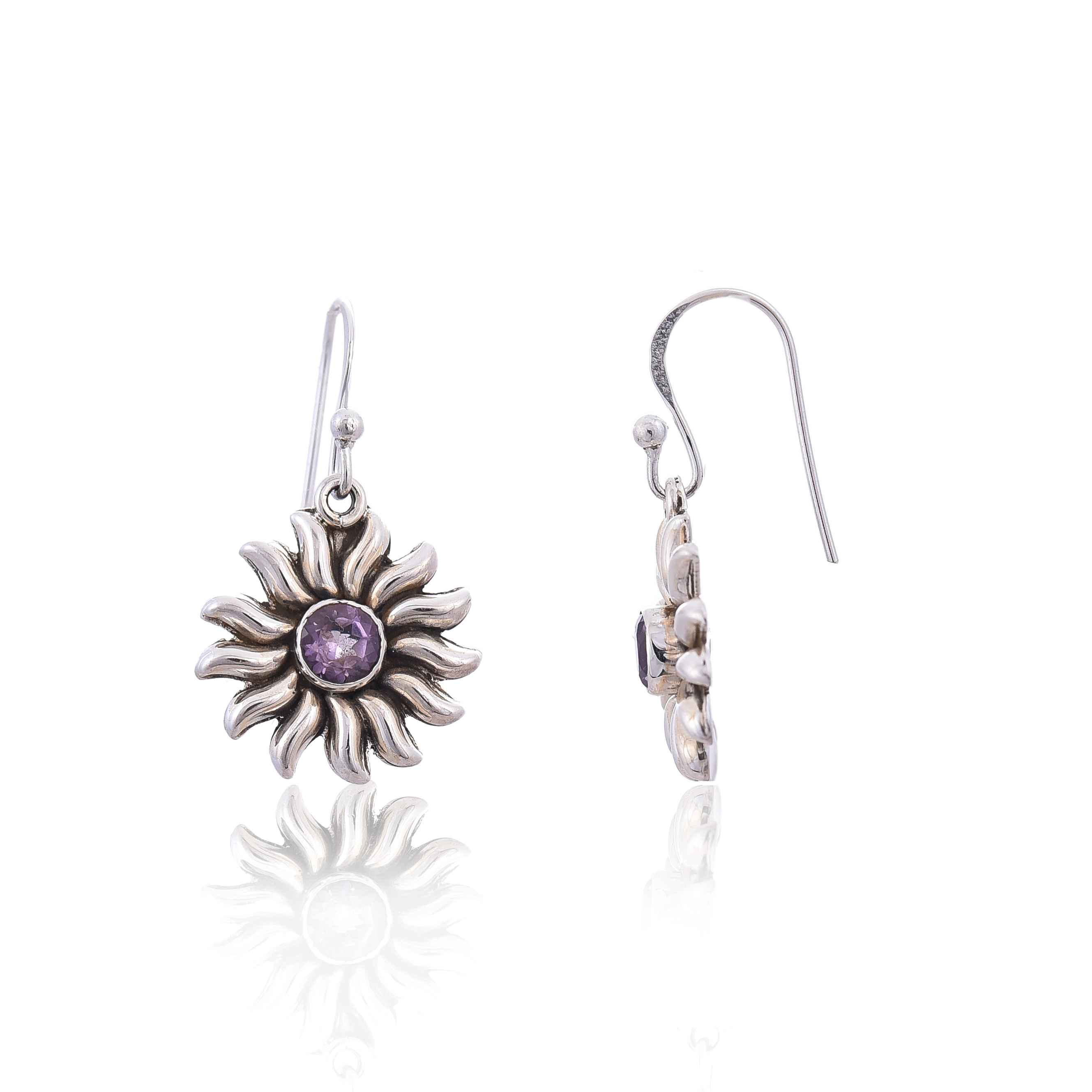 925 Silver Amethyst Earring :SKU4201