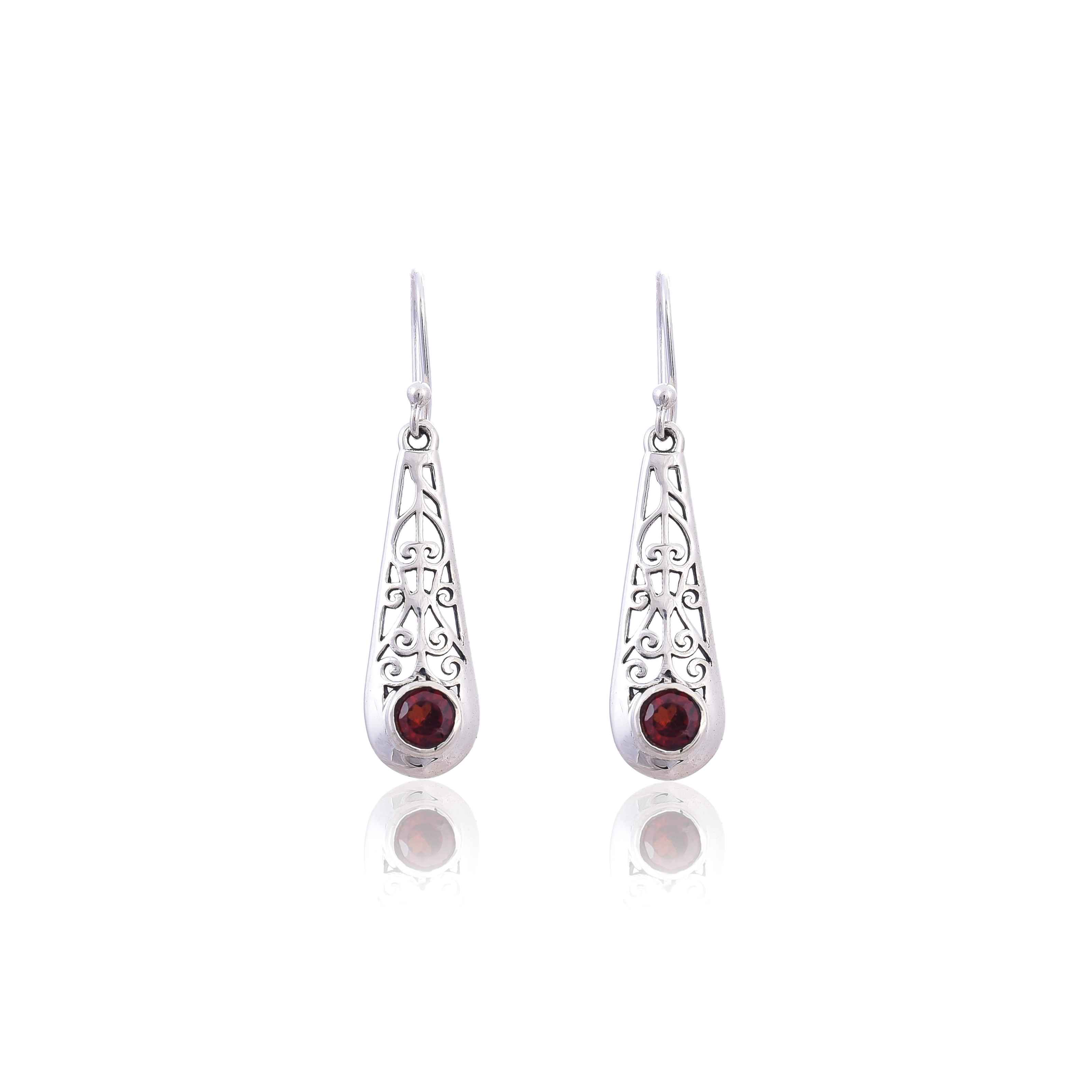 925 Silver Garnet Earring :SKU4203