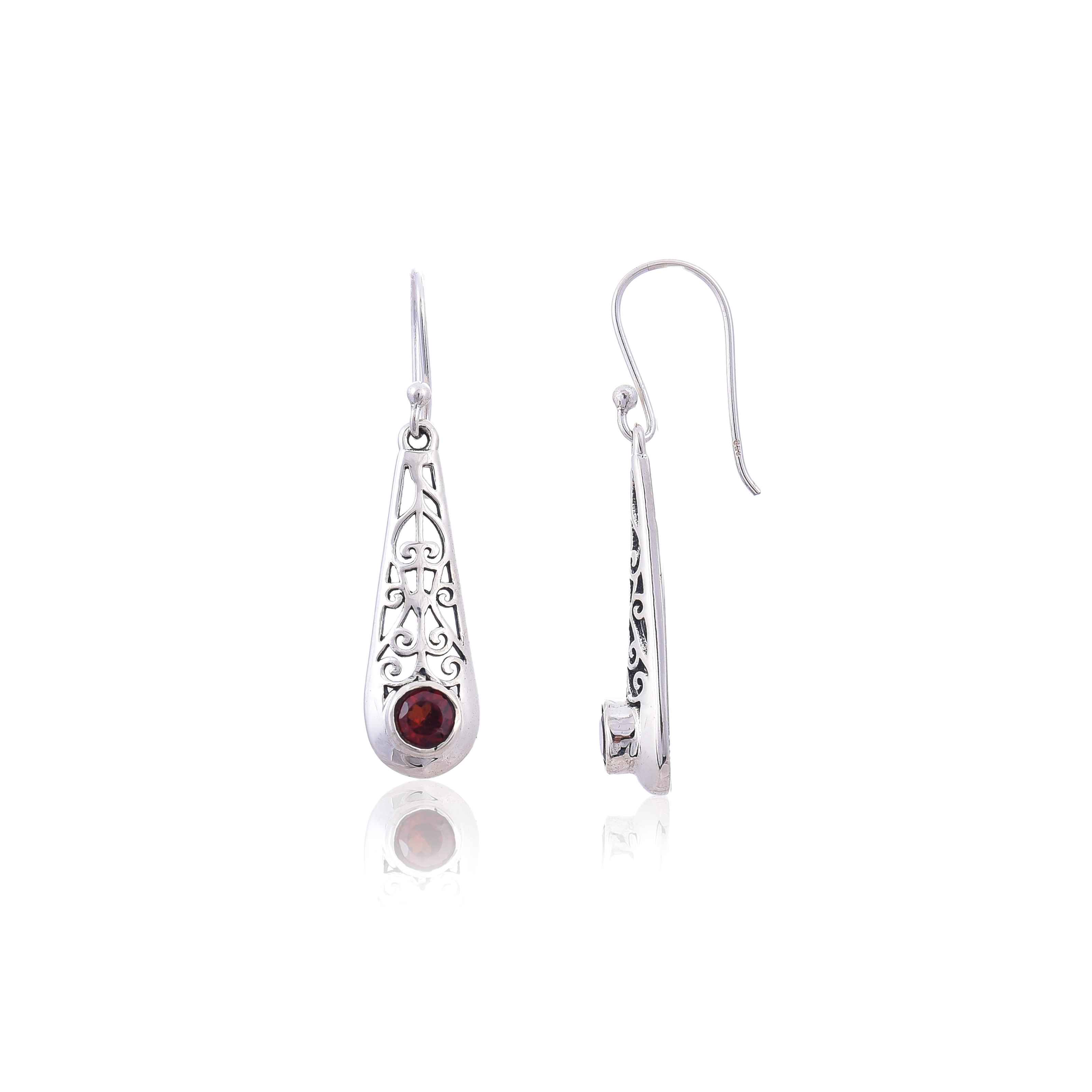 925 Silver Garnet Earring :SKU4203