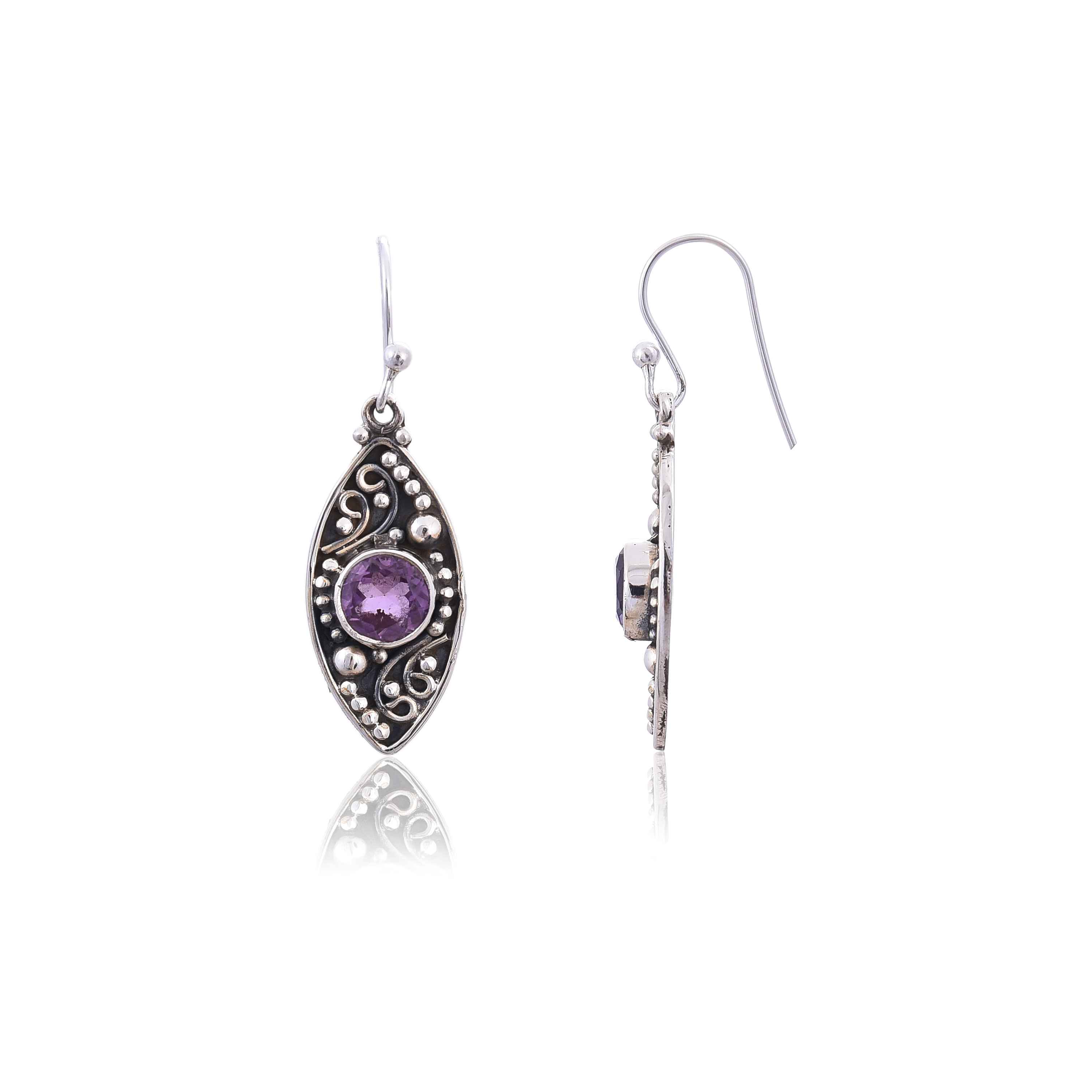 925 Silver Amethyst Earring :SKU4207