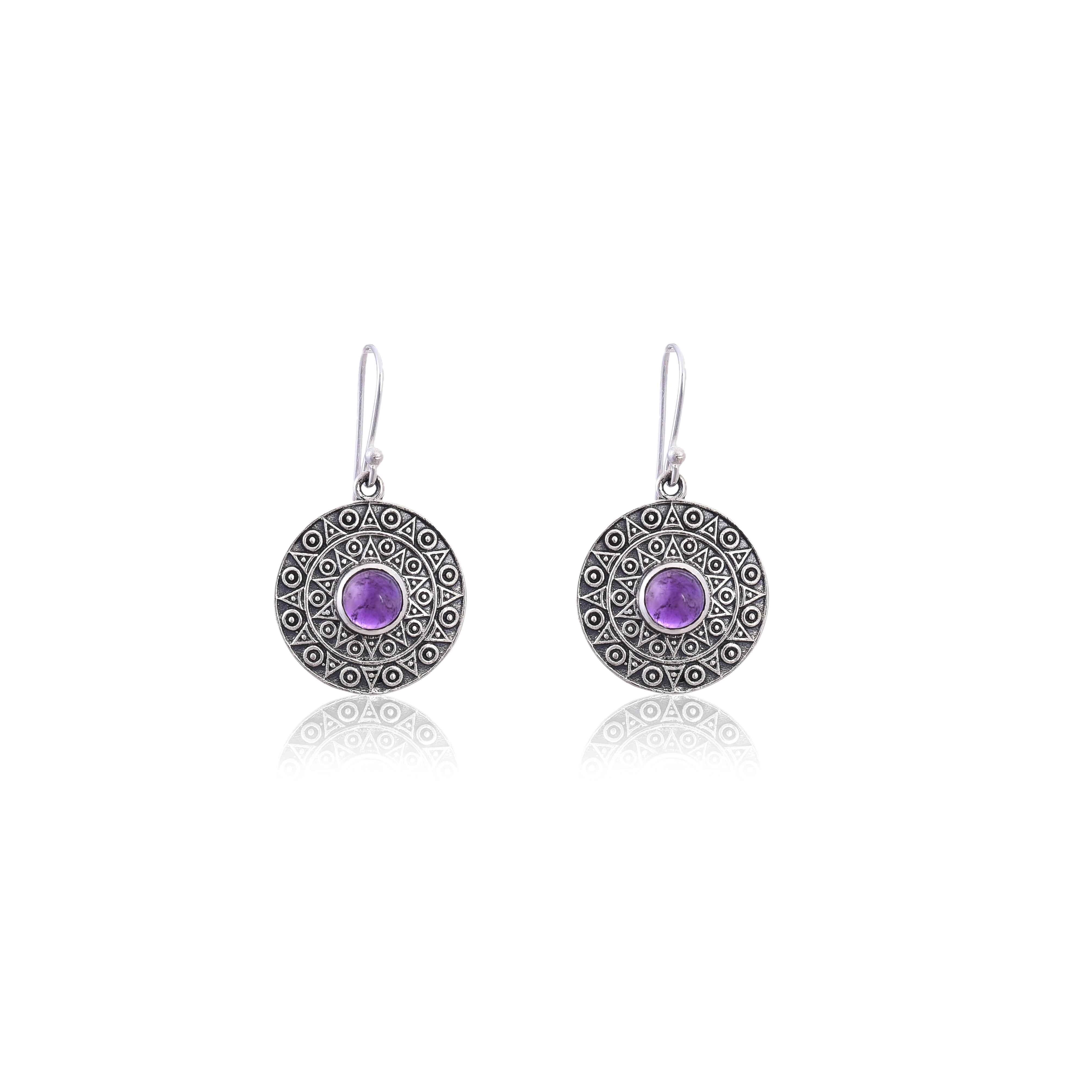 925 Silver Amethyst Earring :SKU4209