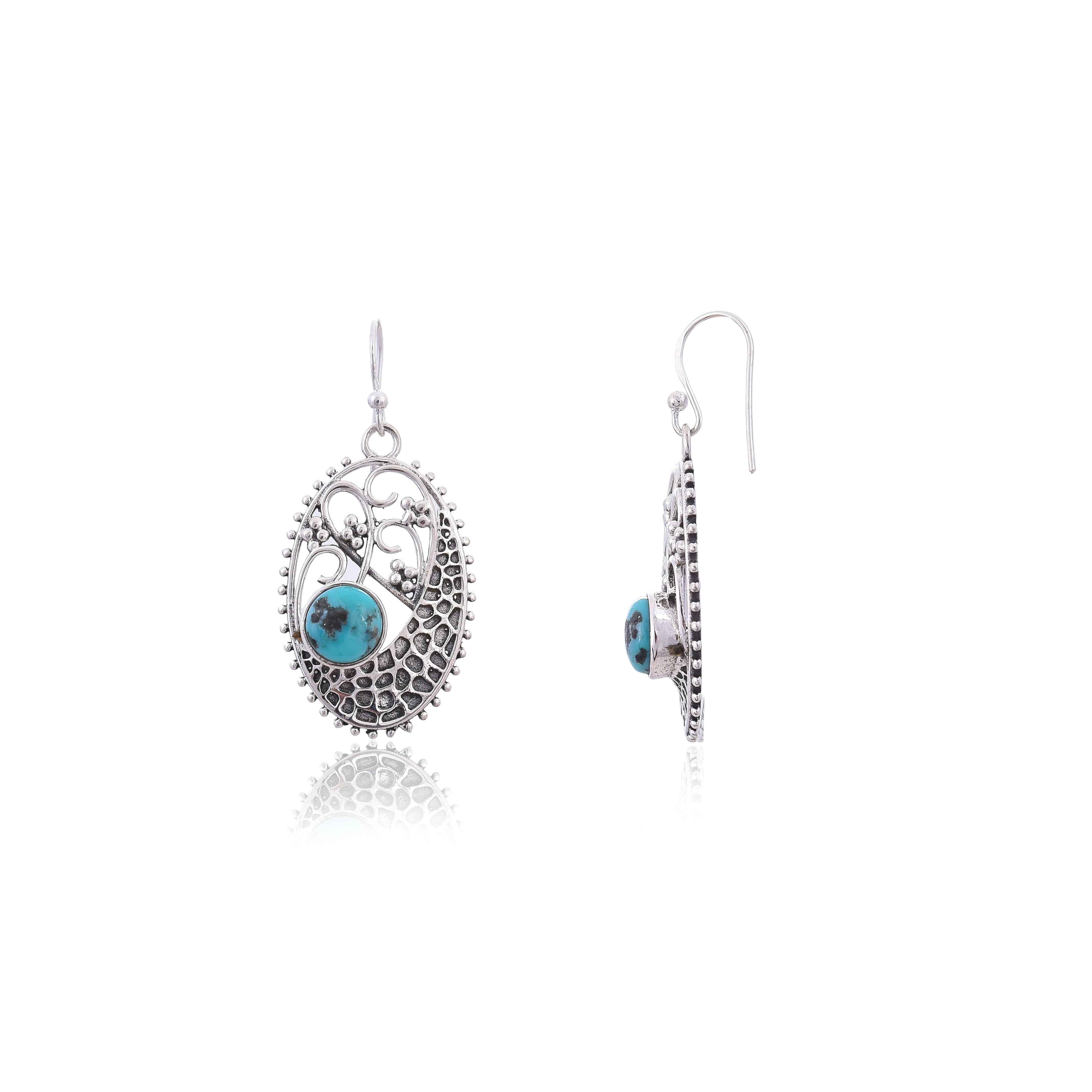 925 Turquoise Sterling Silver Earring :SKU4212