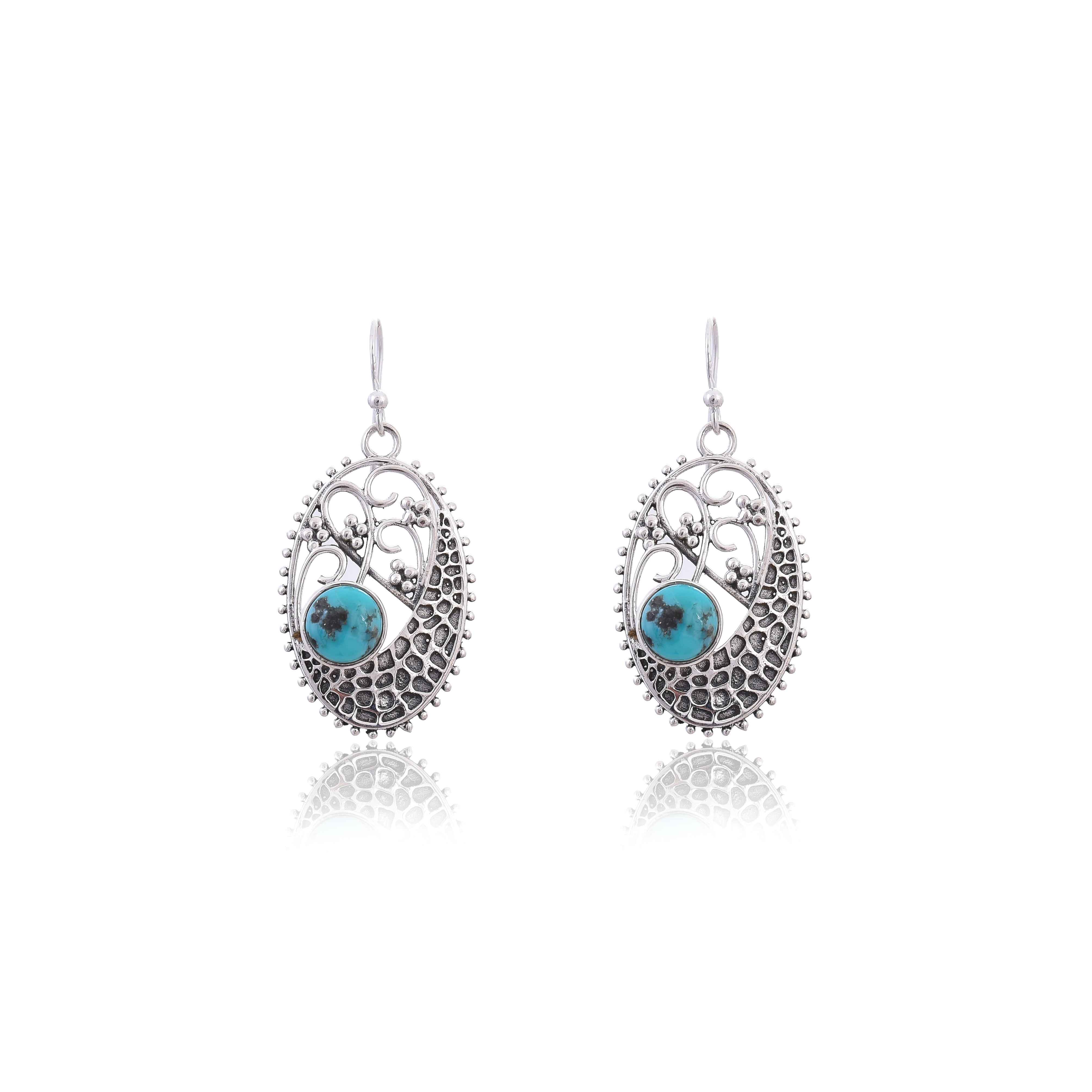 925 Turquoise Sterling Silver Earring :SKU4212