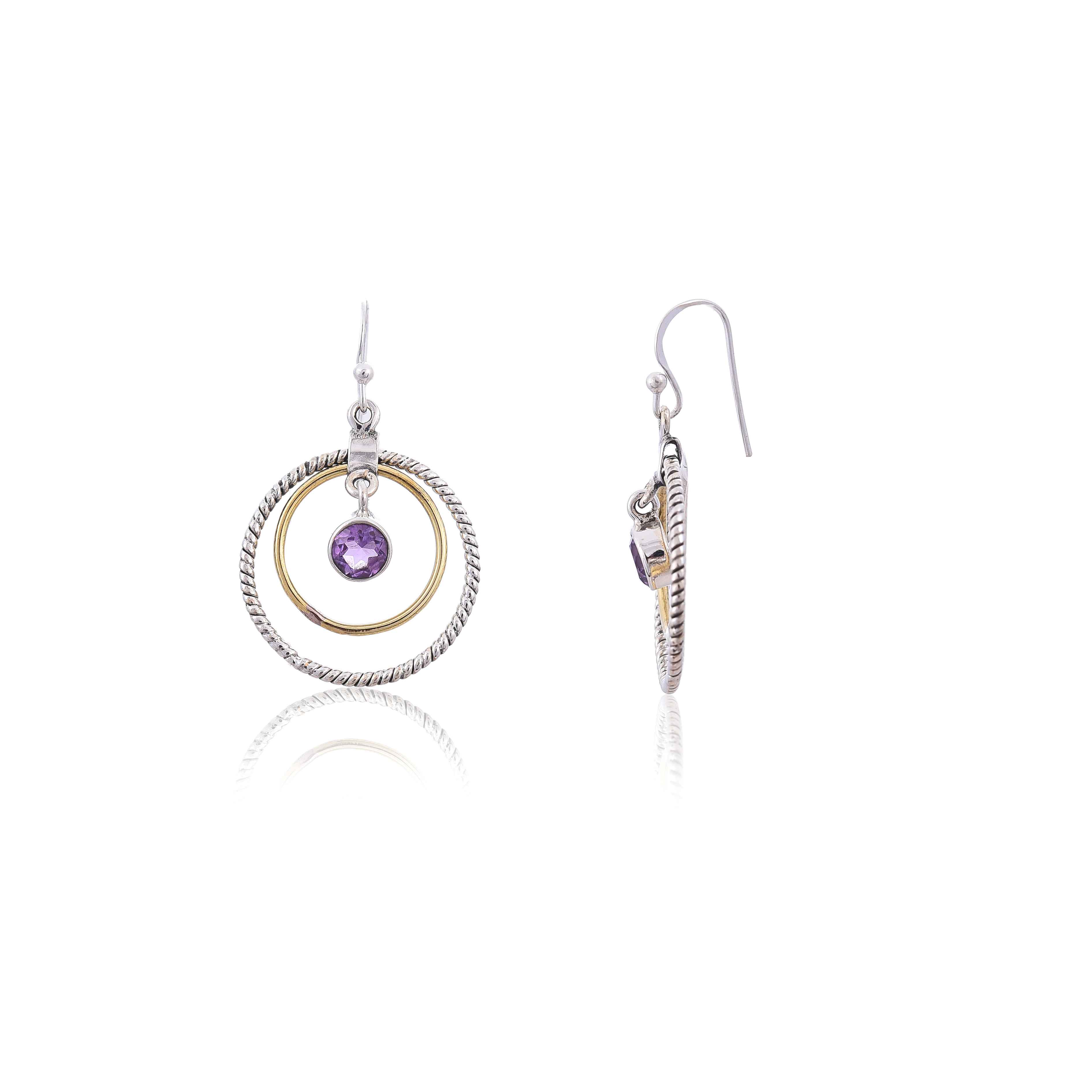 925 Silver Amethyst hook Earring :SKU4217