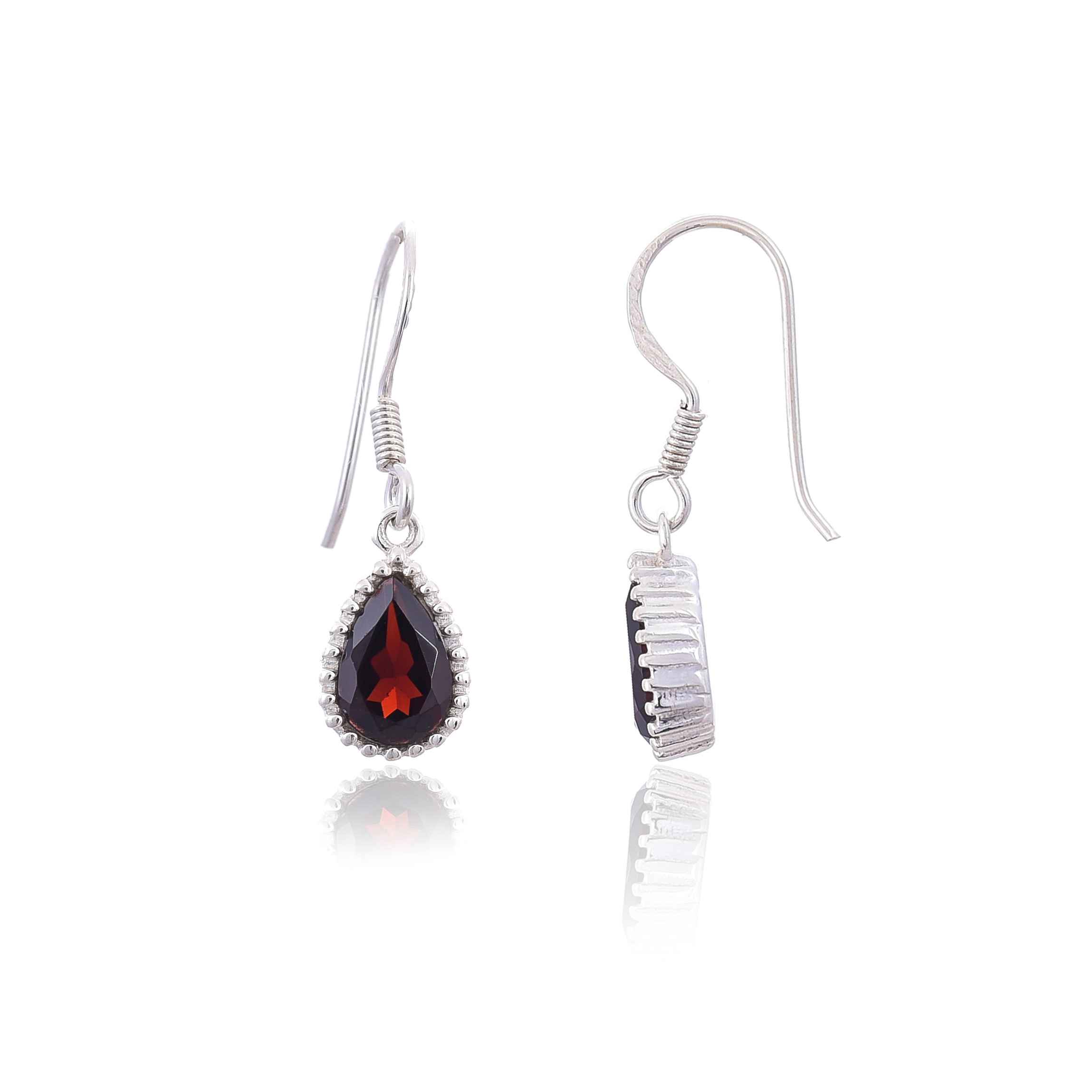 925 Silver Garnet Earring :SKU4221