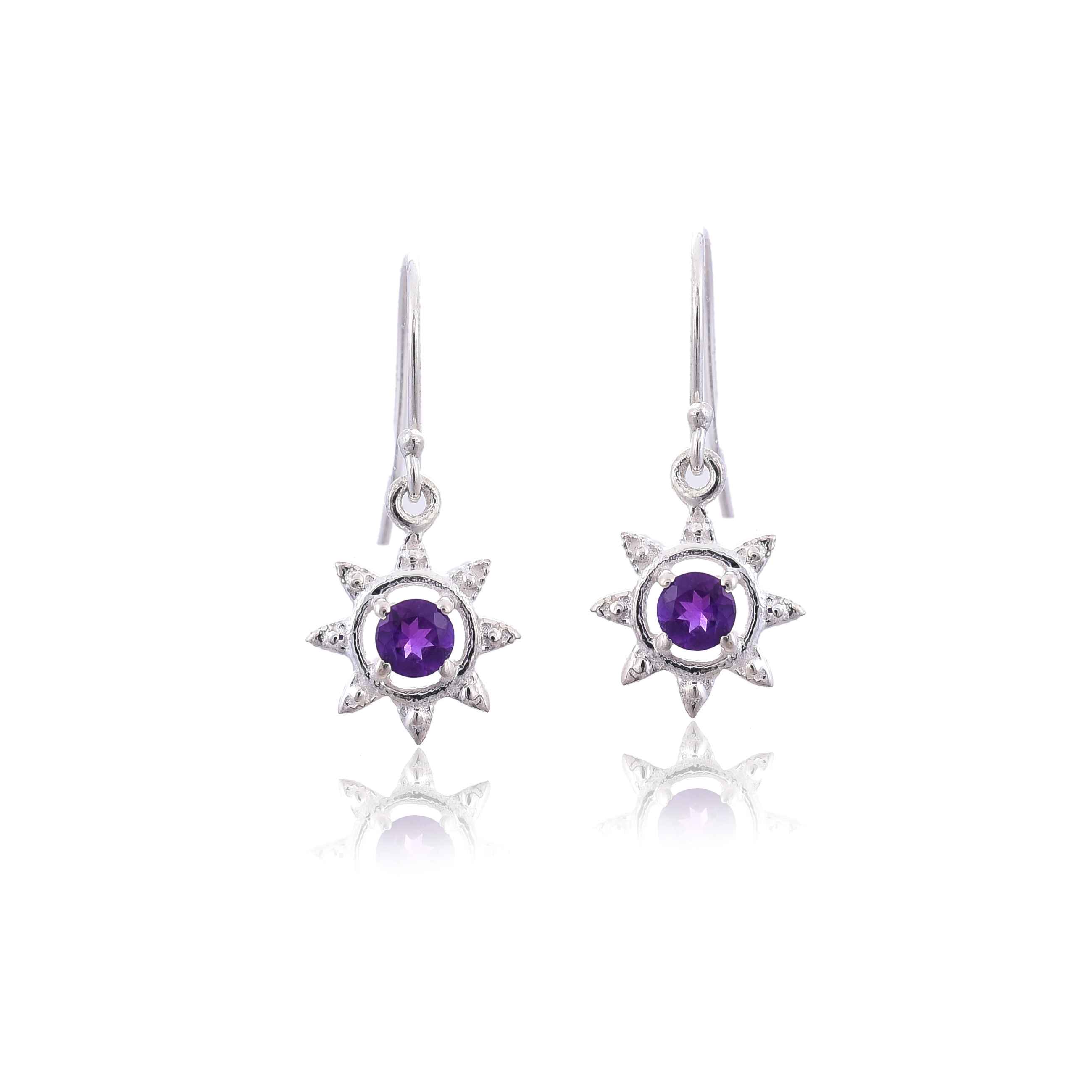 925 Silver Amethyst hook Earring :SKU4230