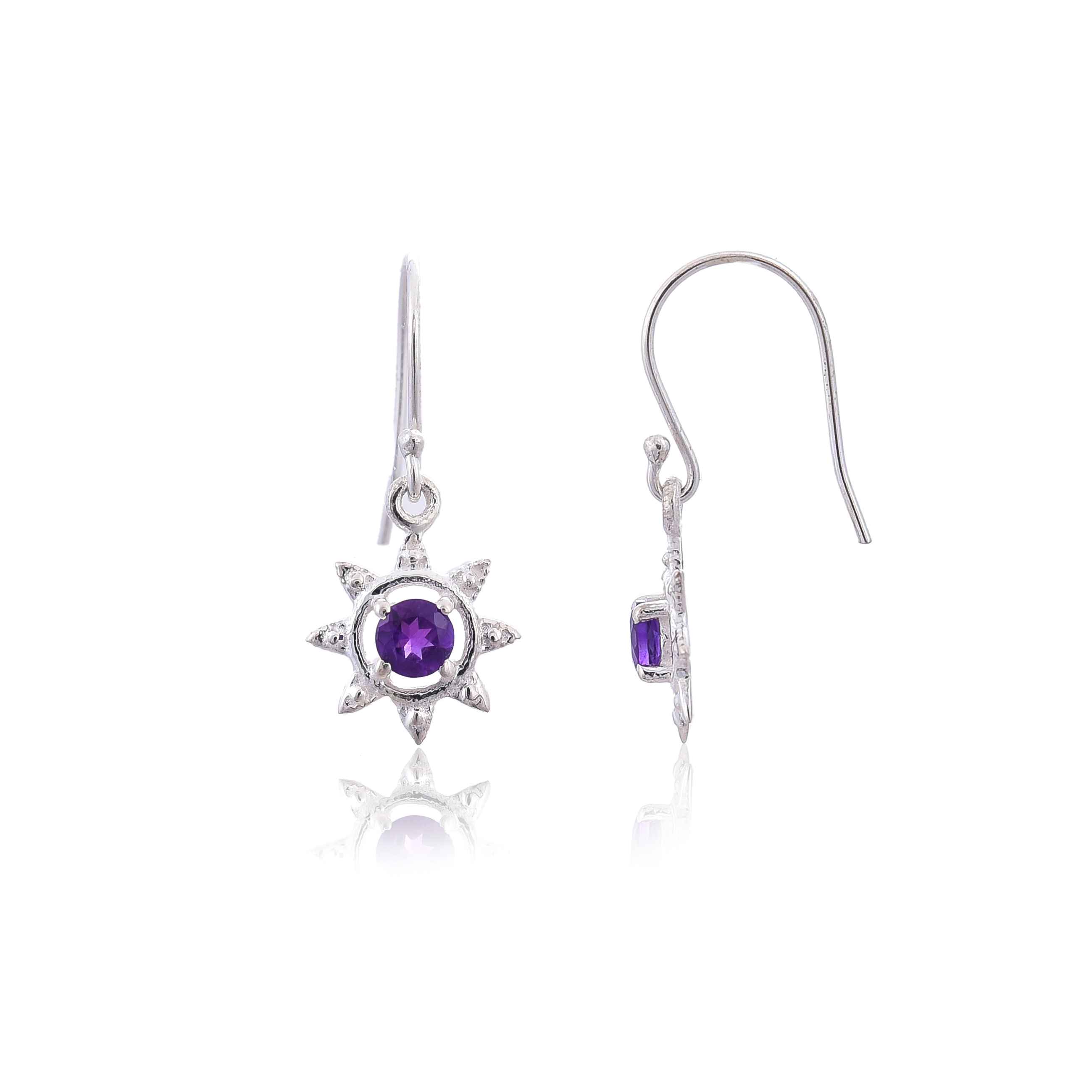 925 Silver Amethyst hook Earring :SKU4230