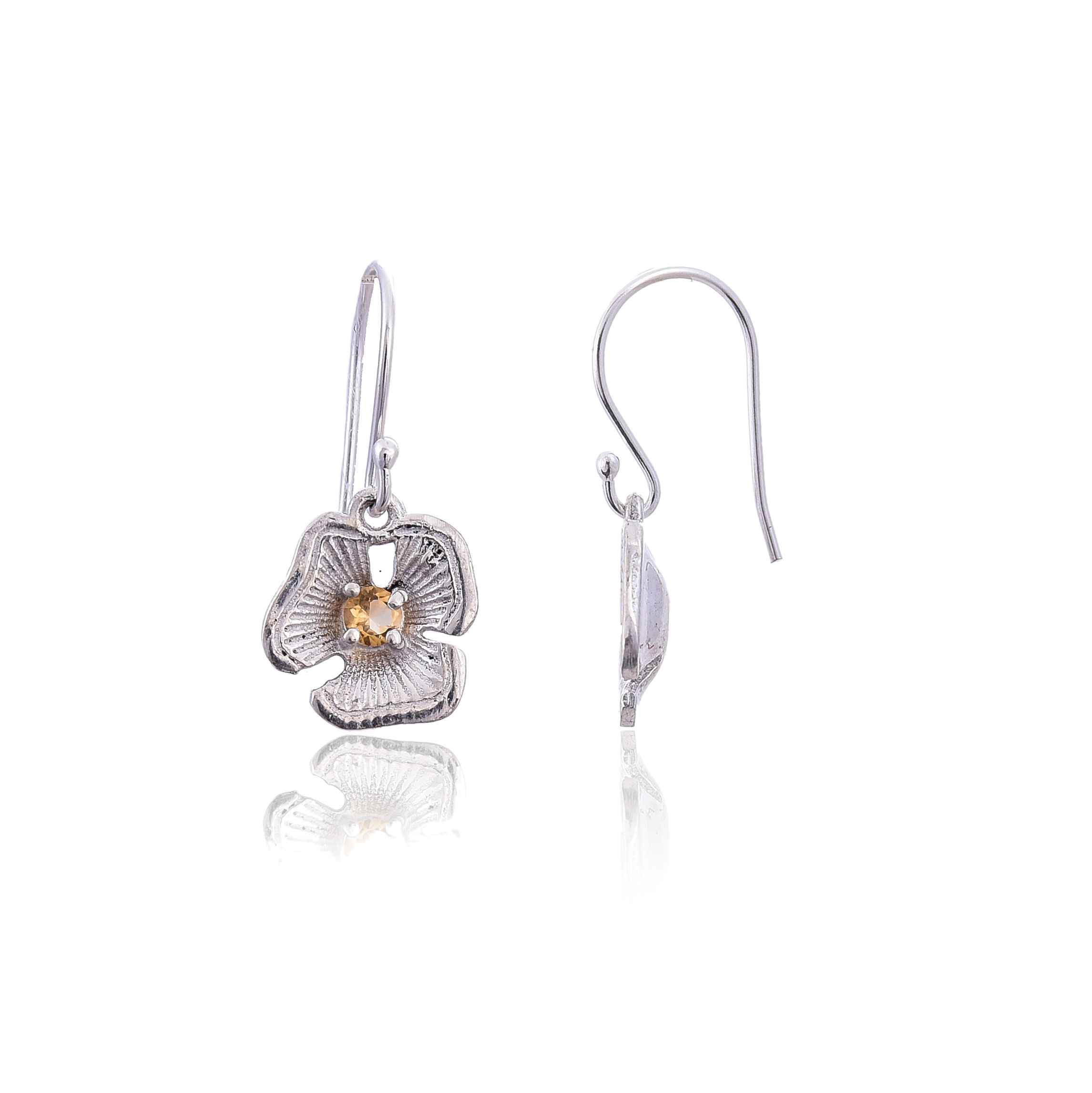 Sterling silver citrine flower shape earring :SKU4232