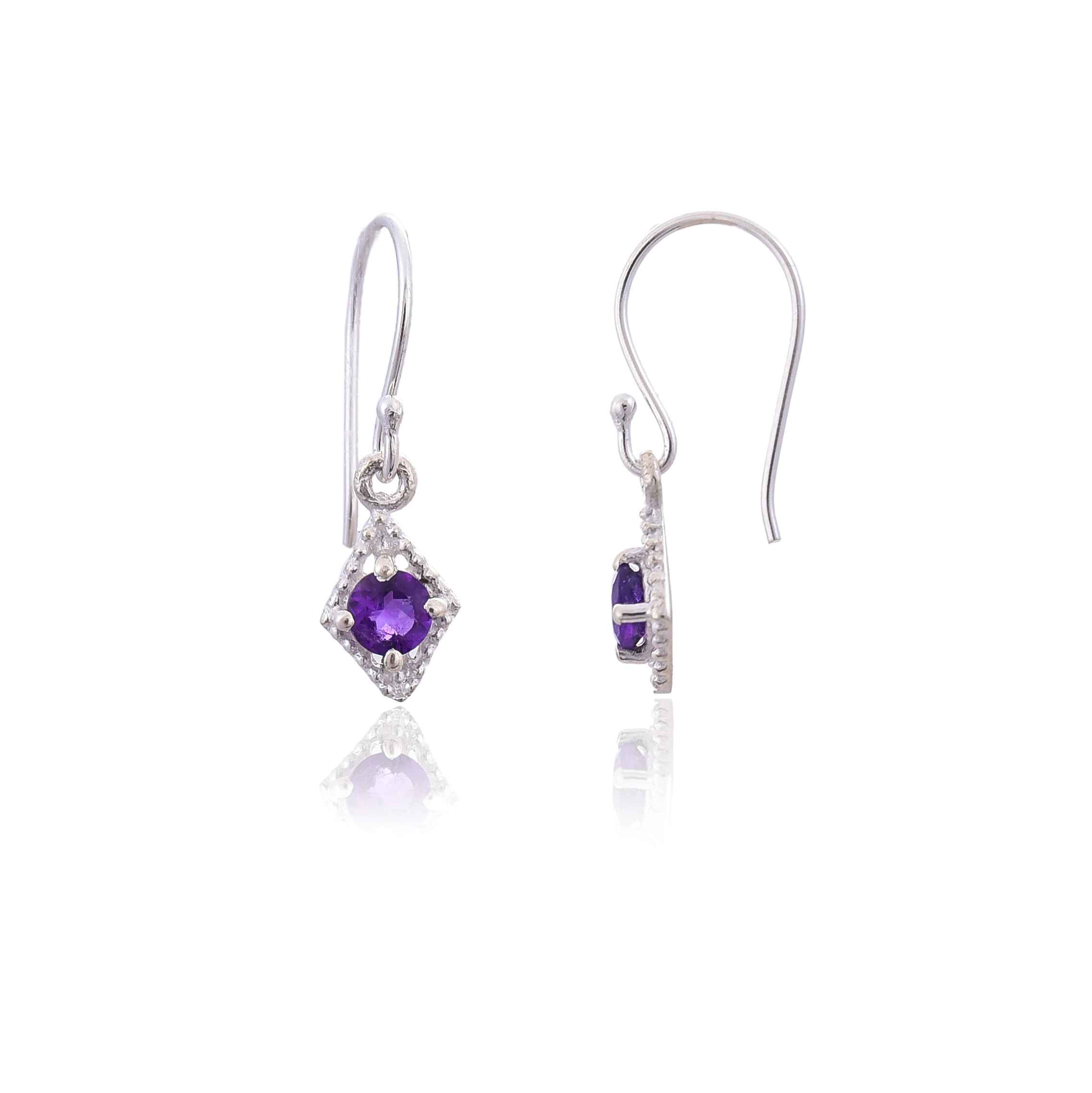 925 Silver Amethyst hook Earring :SKU4243