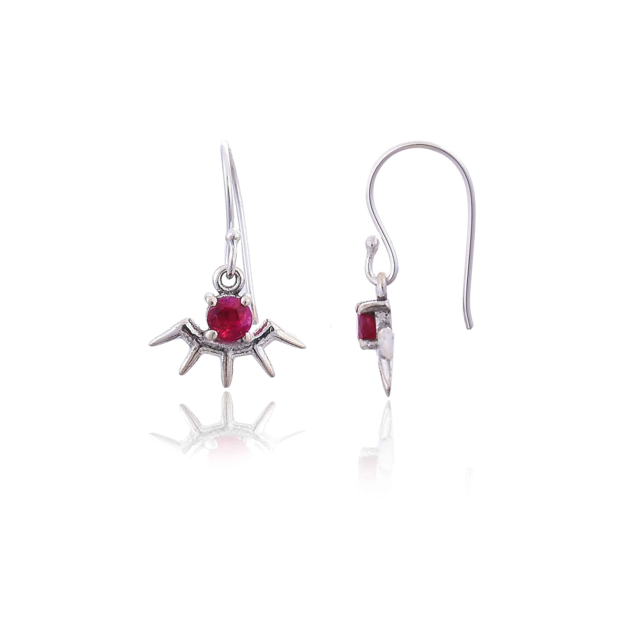 925 Silver Ruby hook Earring :SKU4247