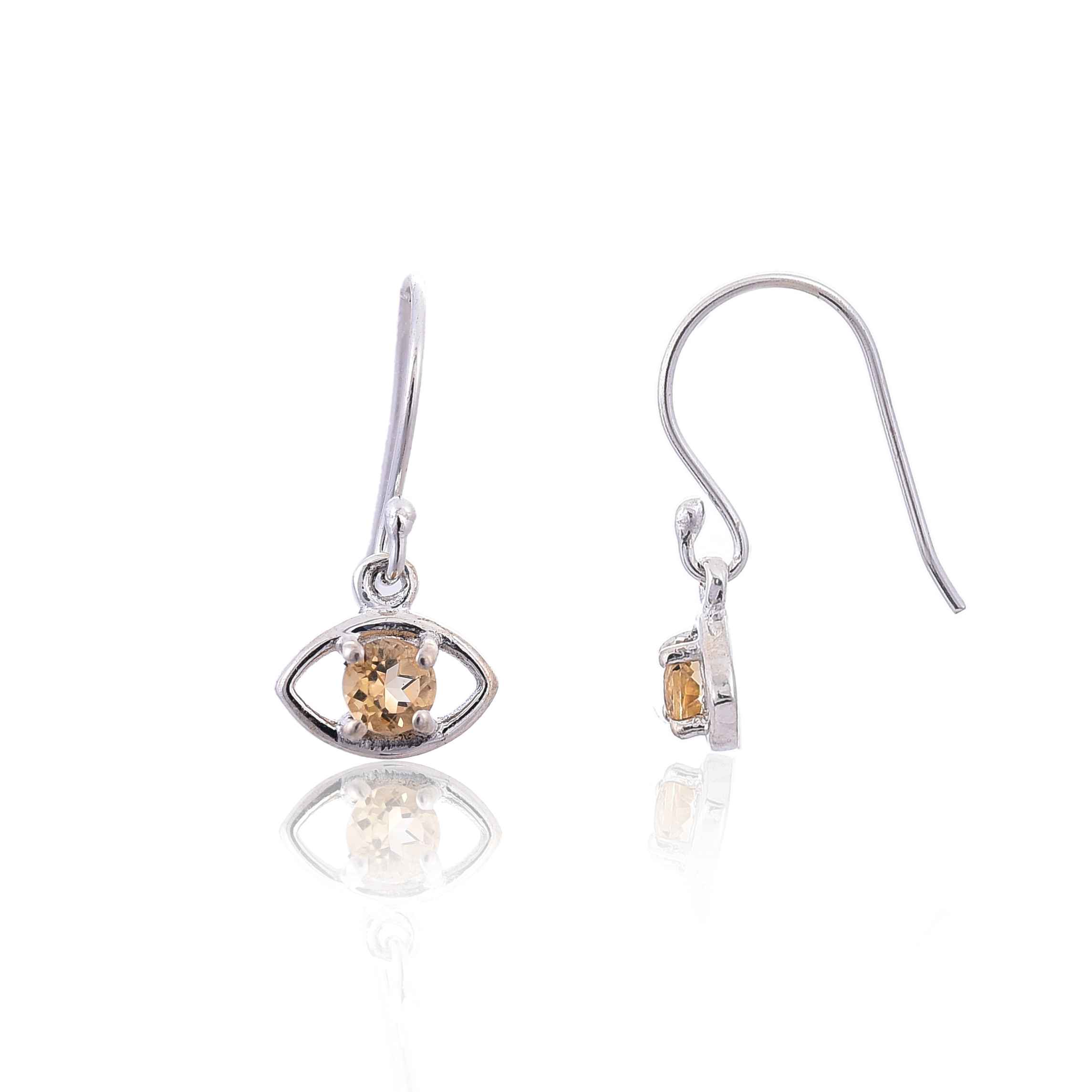 Citrine Eye shape silver 925 earring :SKU4249