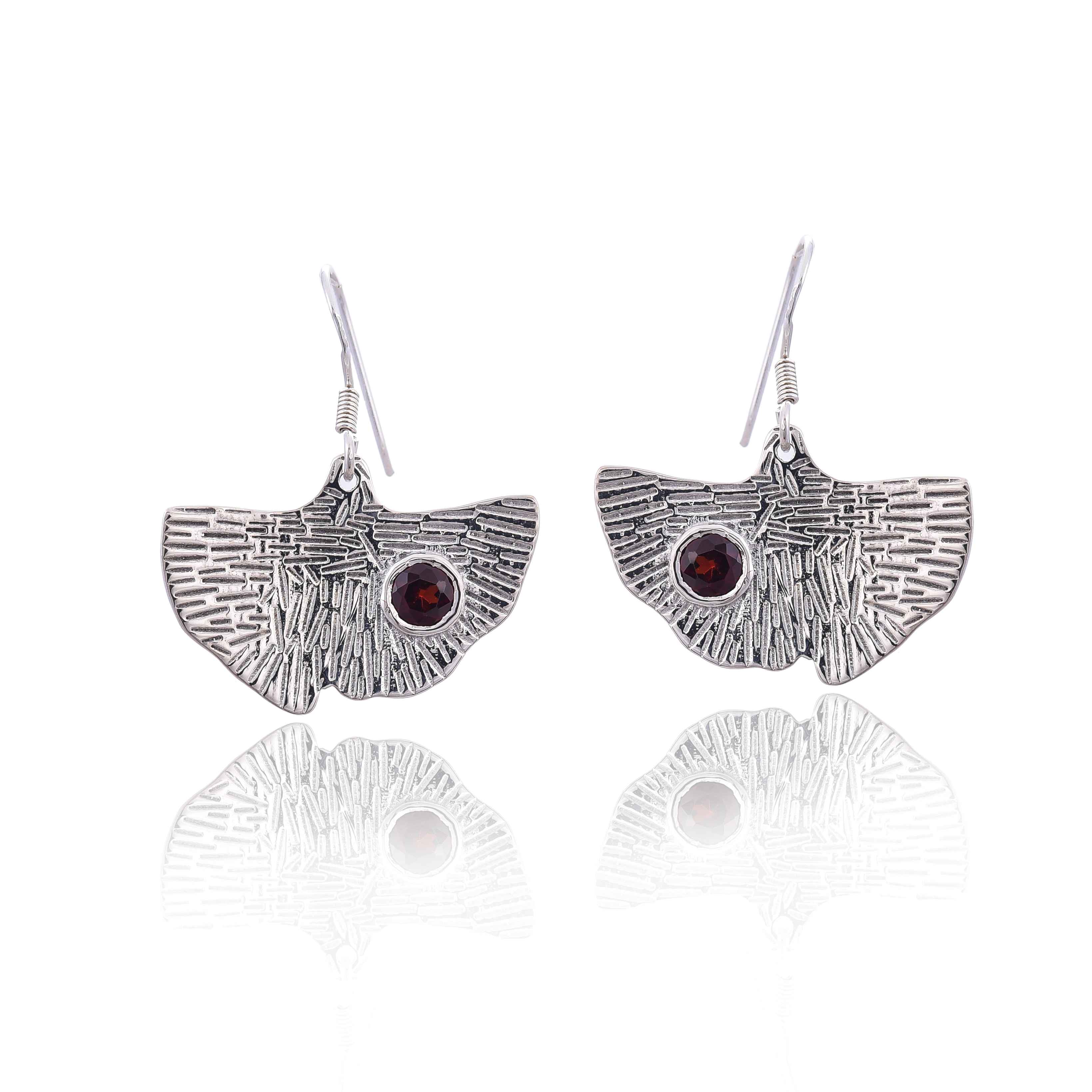 925 Silver Garnet Earring :SKU4254