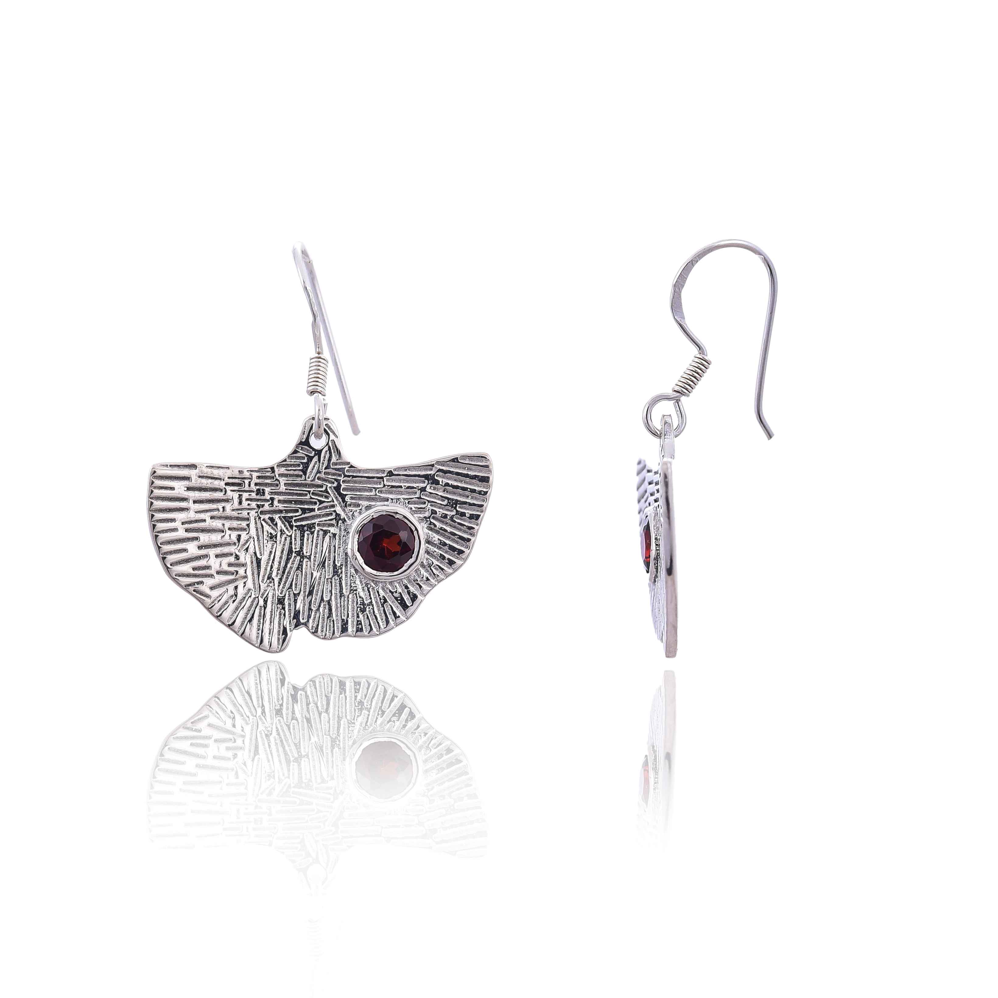 925 Silver Garnet Earring :SKU4254