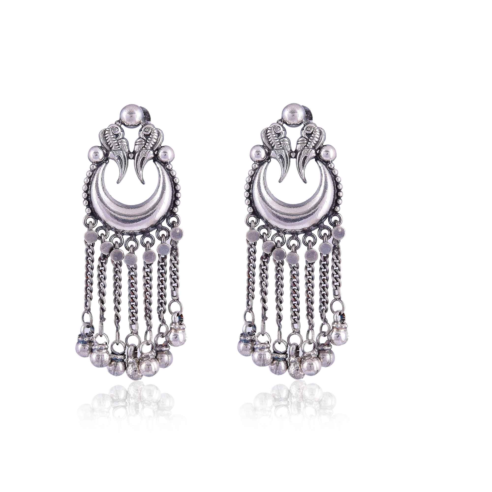 Silver bird oxidized danglers :SKU5998