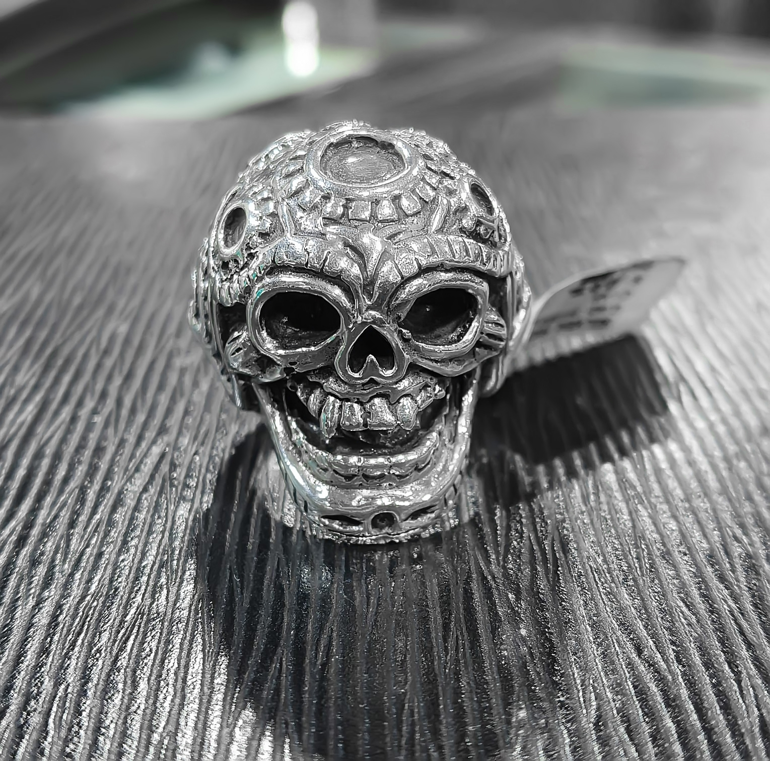 Antique Finish Skeleton Face Ring – 925 Silver Craftsmanship 