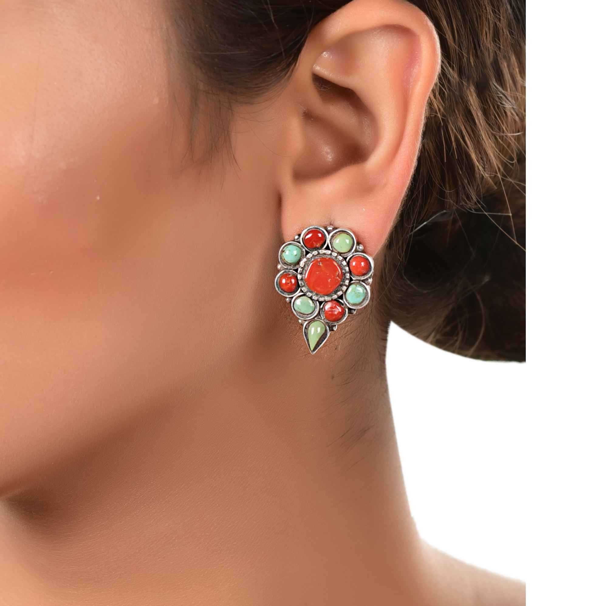 Flower Multi stone Tibetan stud