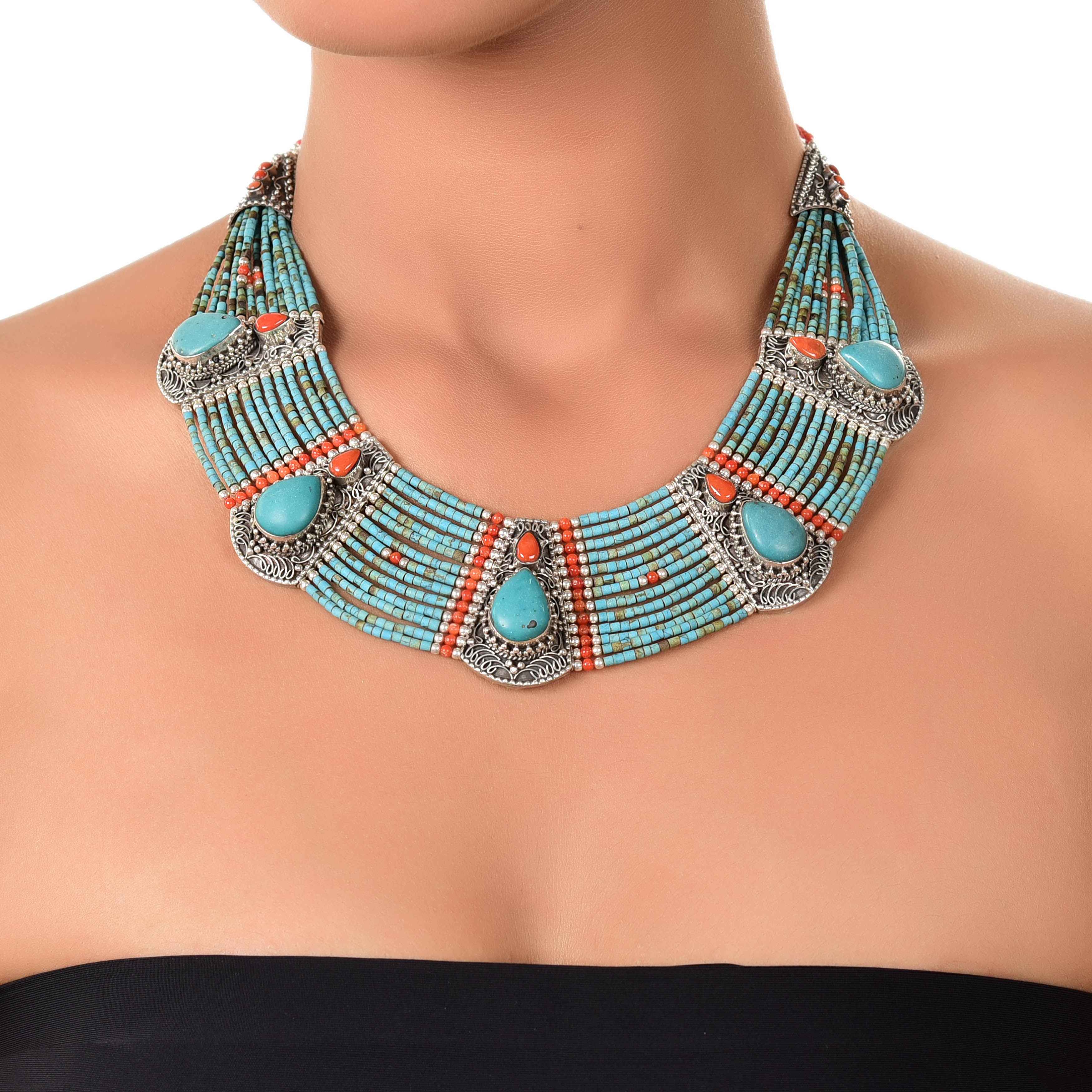 Ethinc tibetan coral necklace, tibetan jewellery