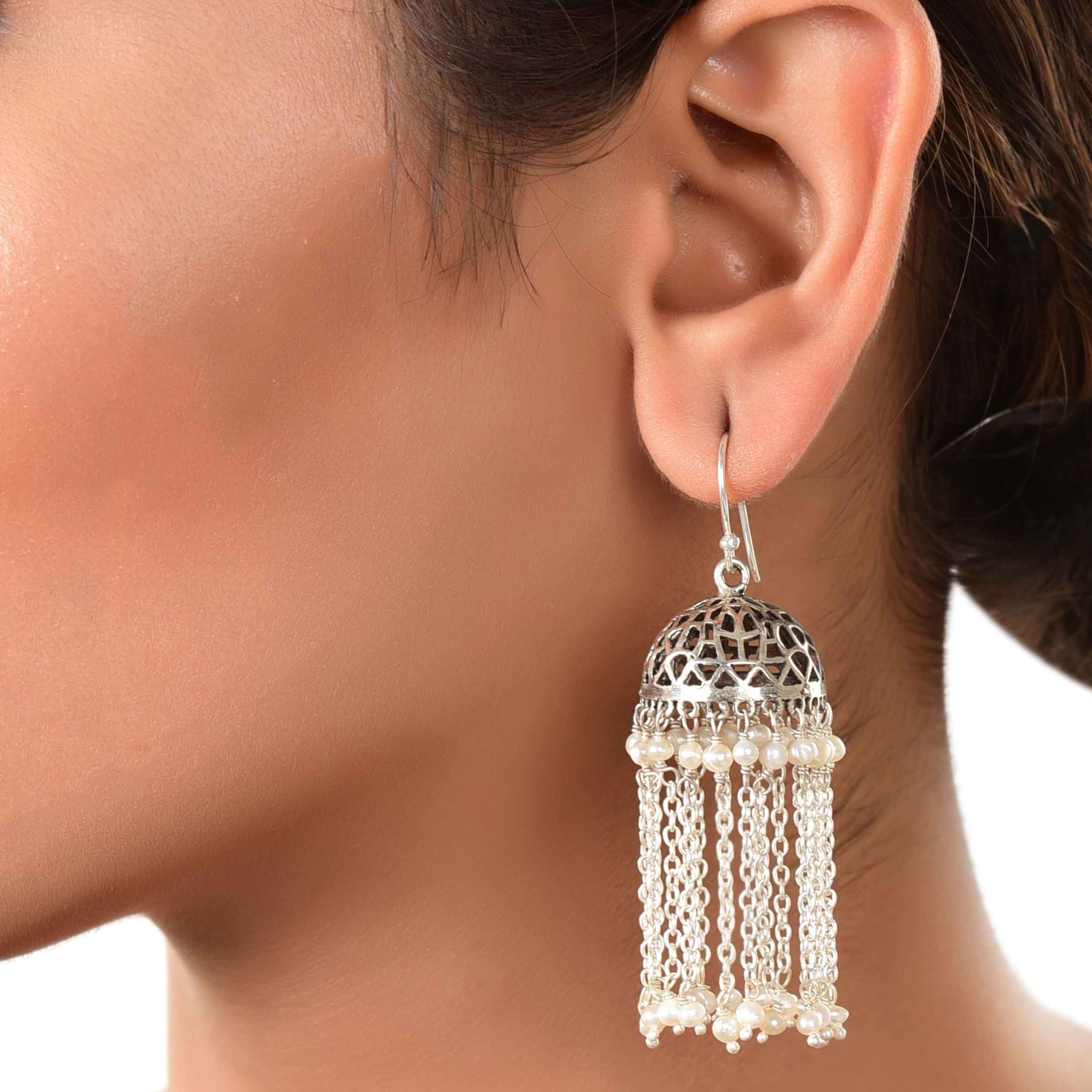 Pearl jali cutting jhumka