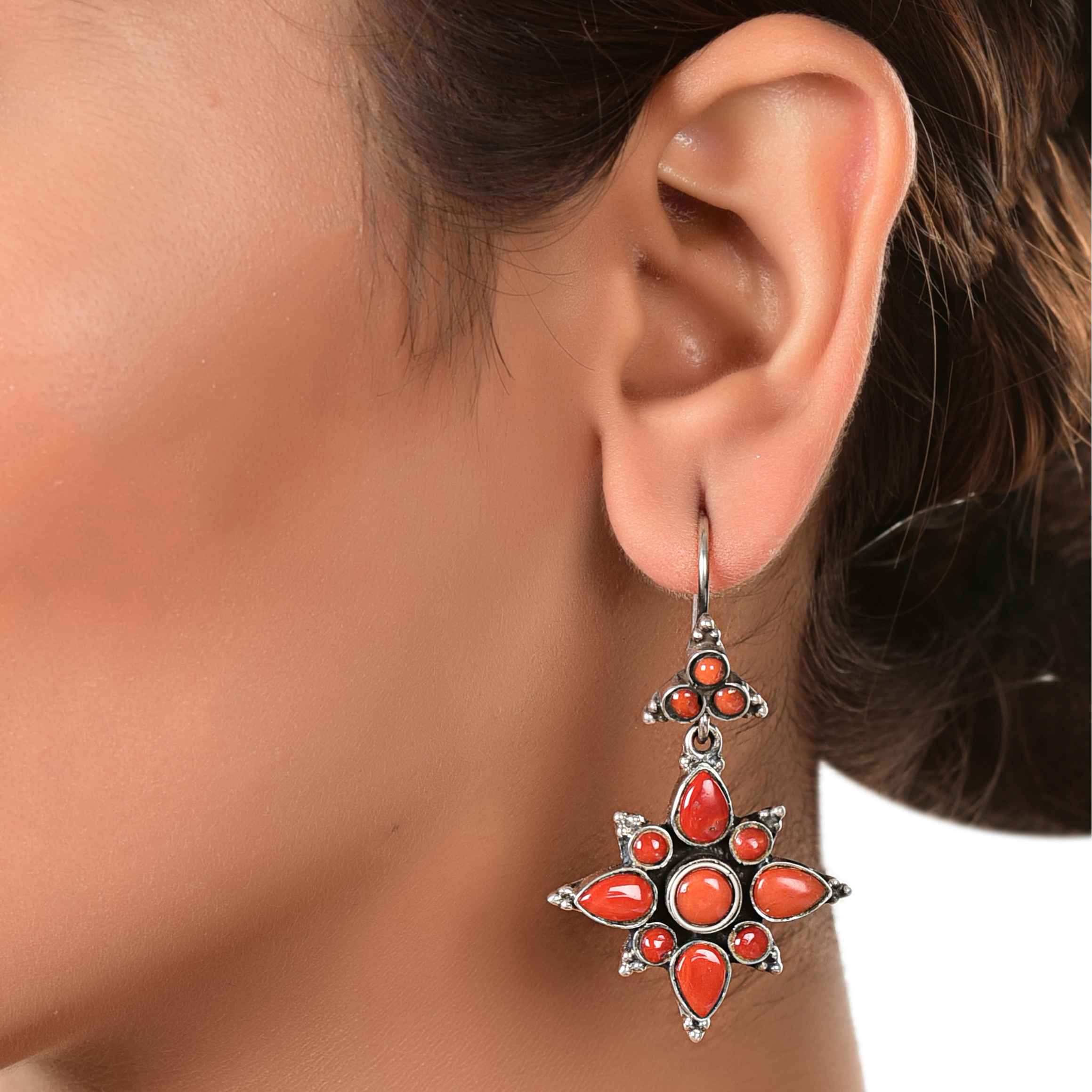 Coral hanging earring