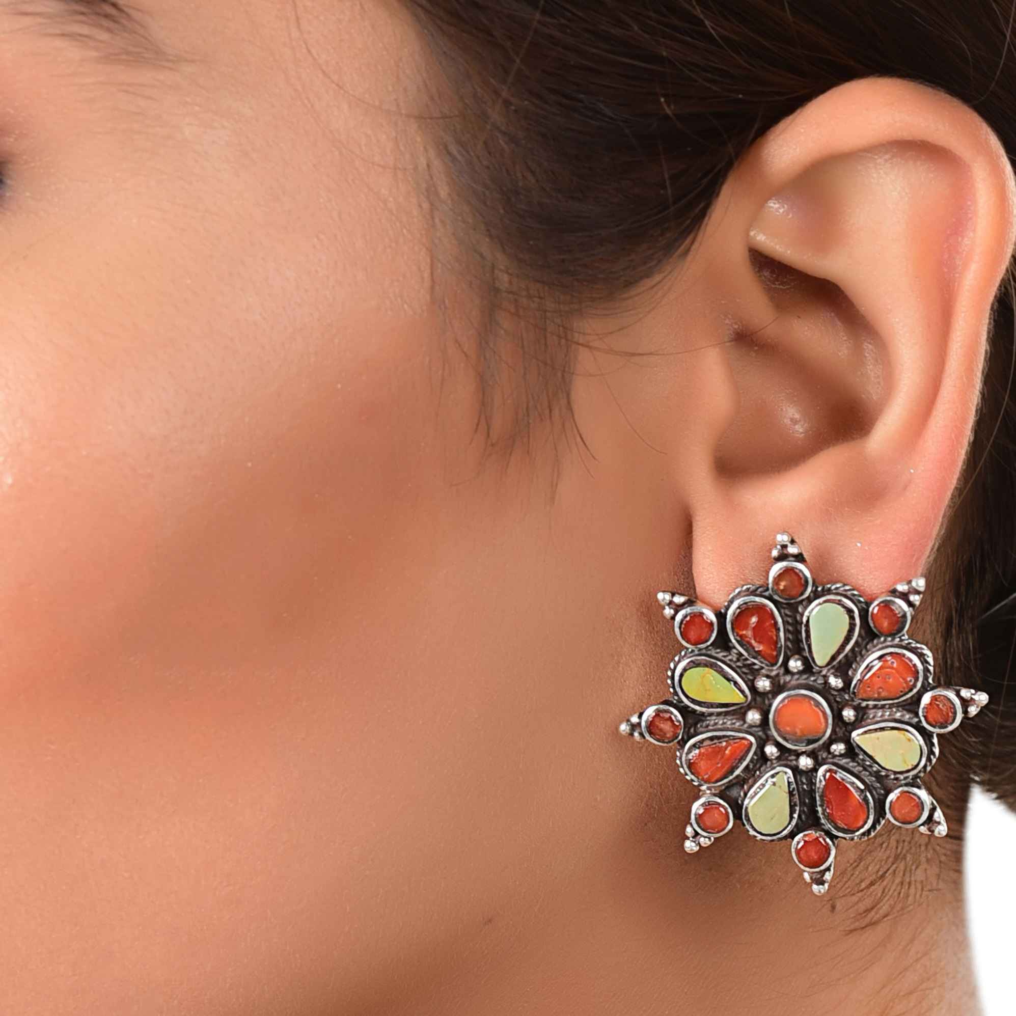 Floral Muti-colour Stud