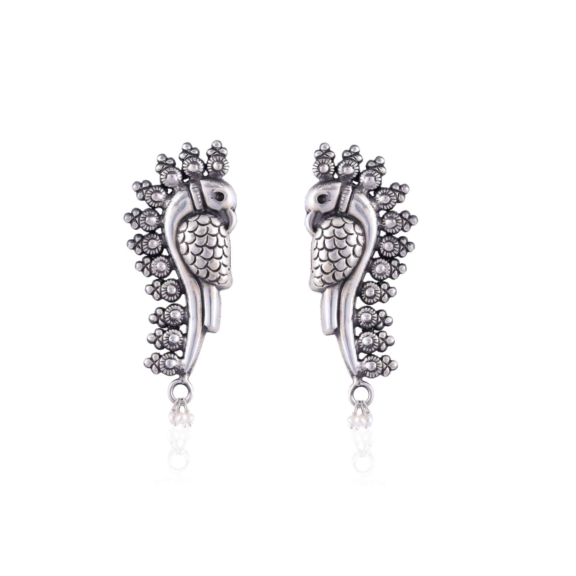 Plain silver bird earring